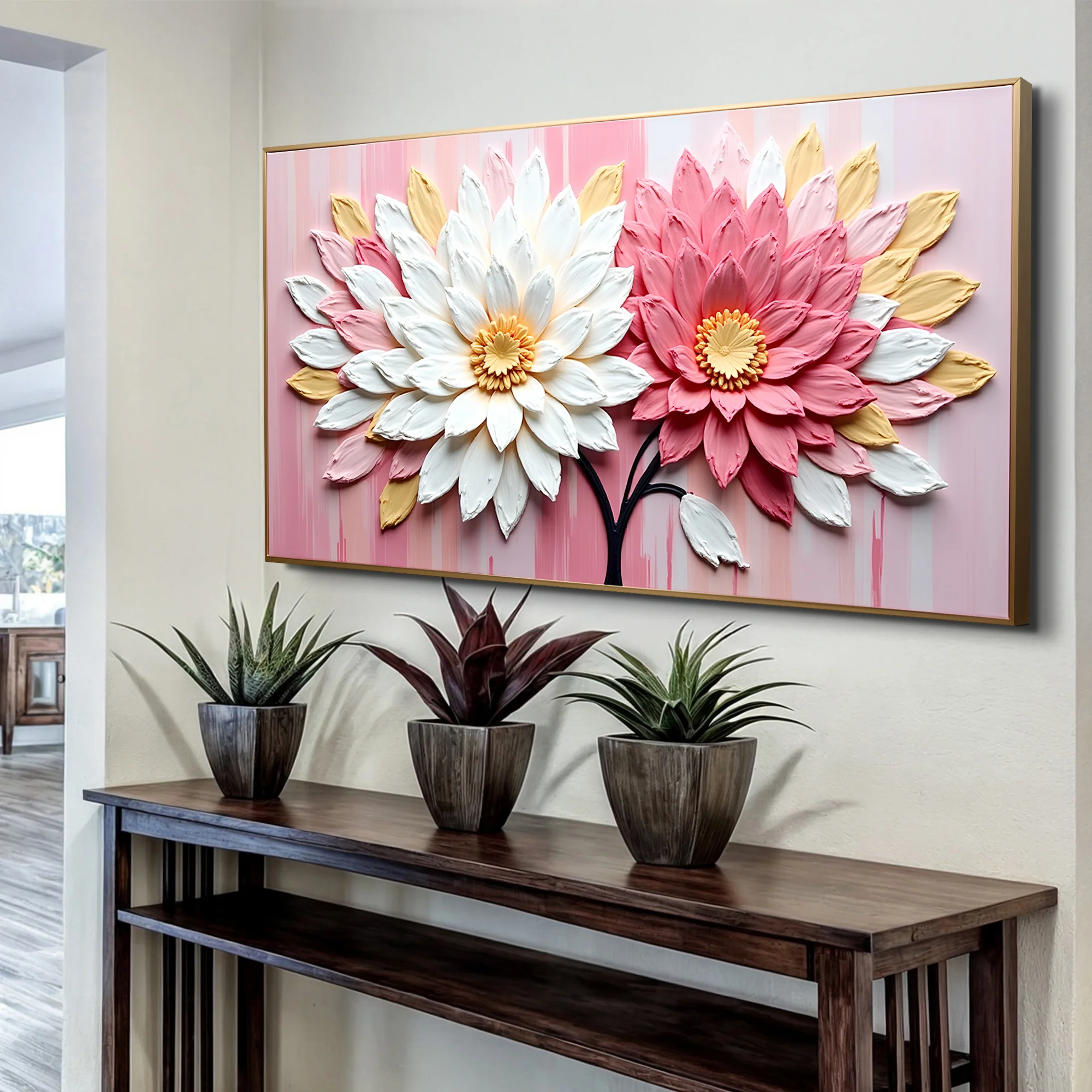 Blushing Blooms Pink Impasto Wall Art - Image 4