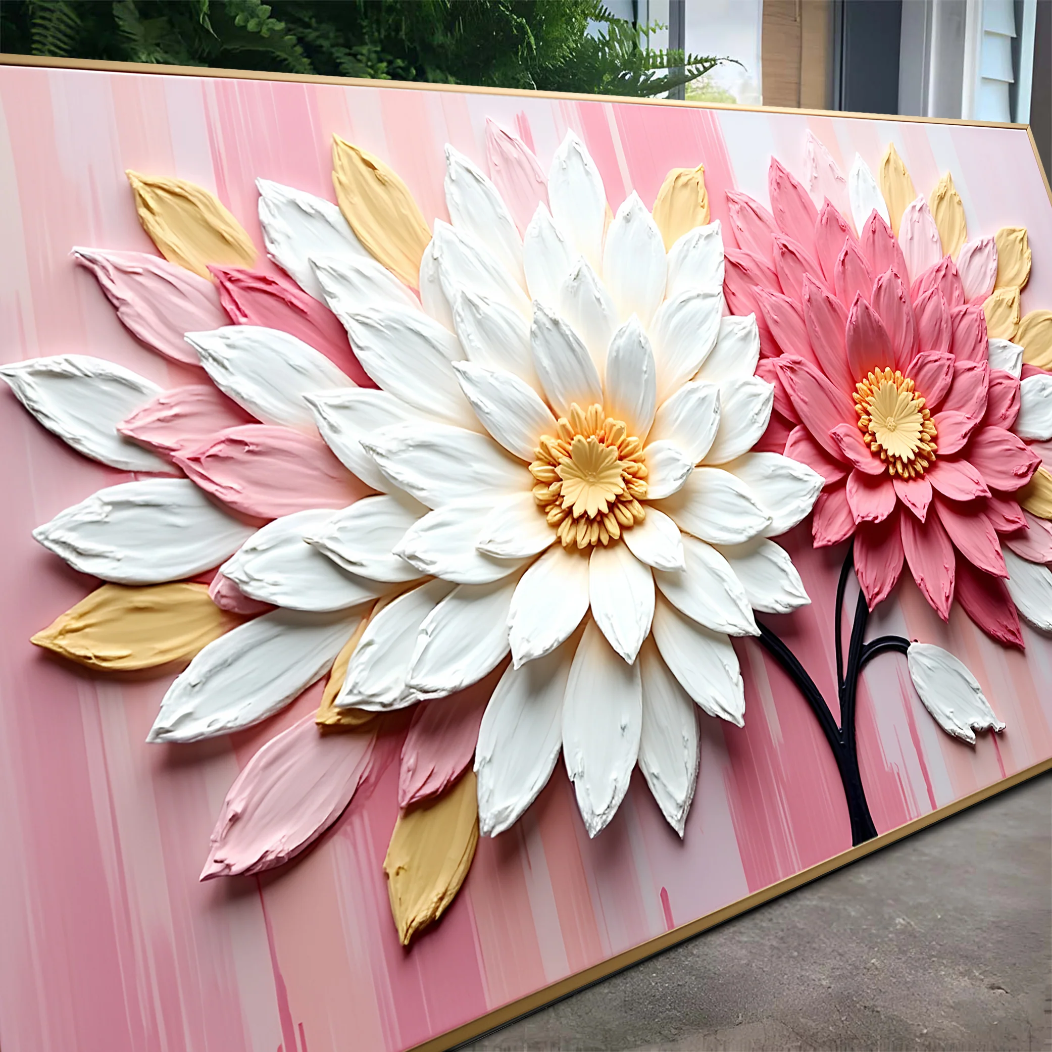Blushing Blooms Pink Impasto Wall Art - Image 5
