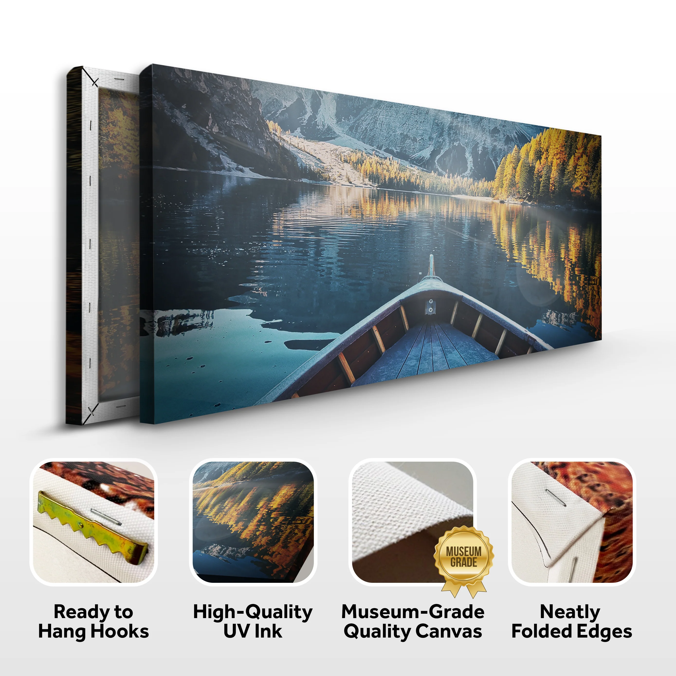 Boat View By The Lake Canvas Wall Art - Image 4