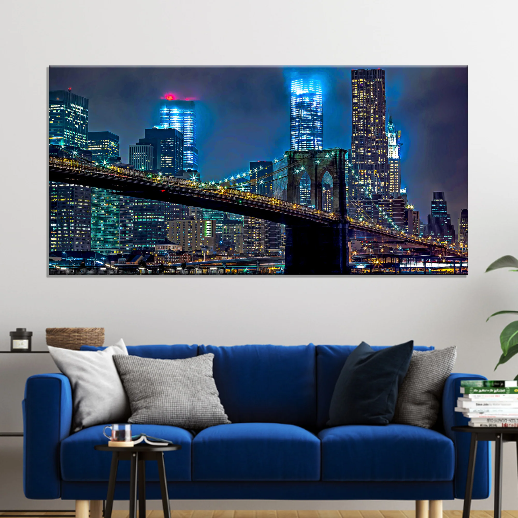 Brooklyn Bridge Night View Canvas Wall Art - Image 3
