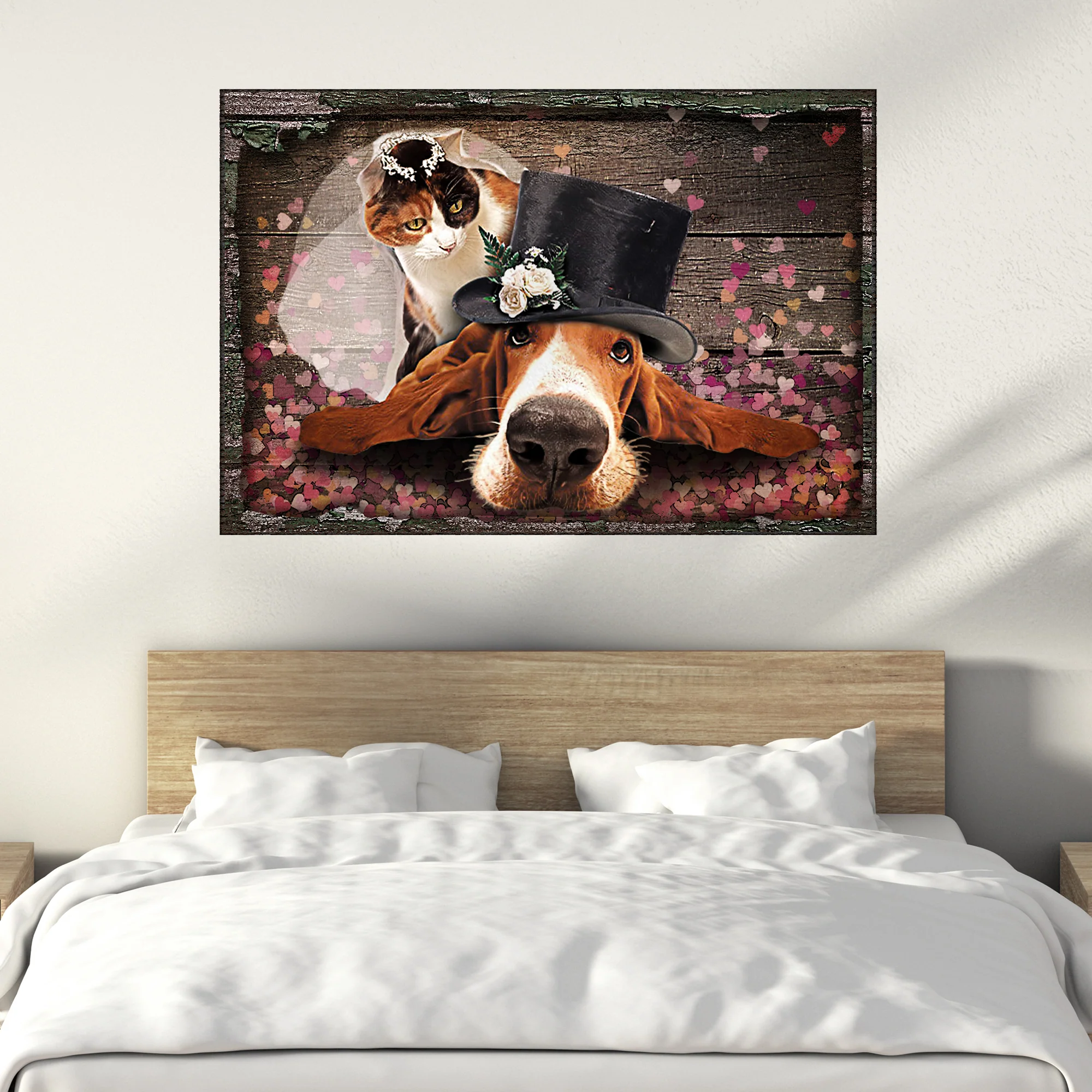 Cat Bride And Dog Groom Canvas Wall Art - Image 2