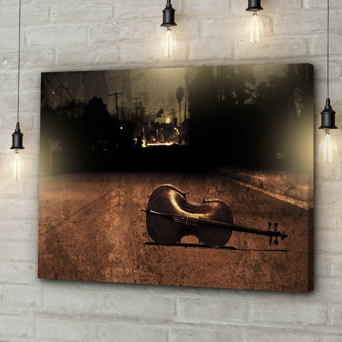Cello Rustic Canvas Wall Art