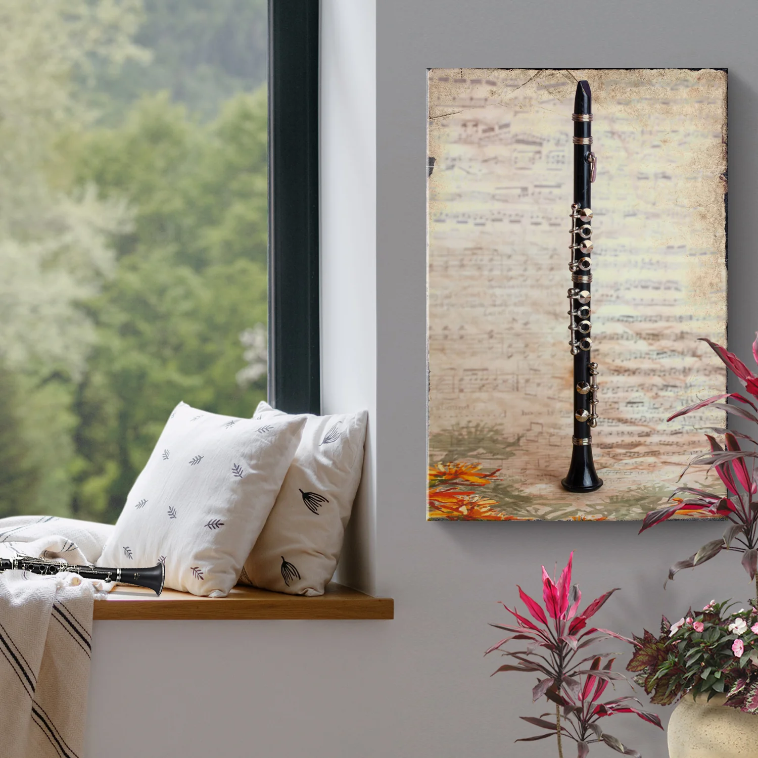 Clarinet Rustic Canvas Wall Art - Image 2