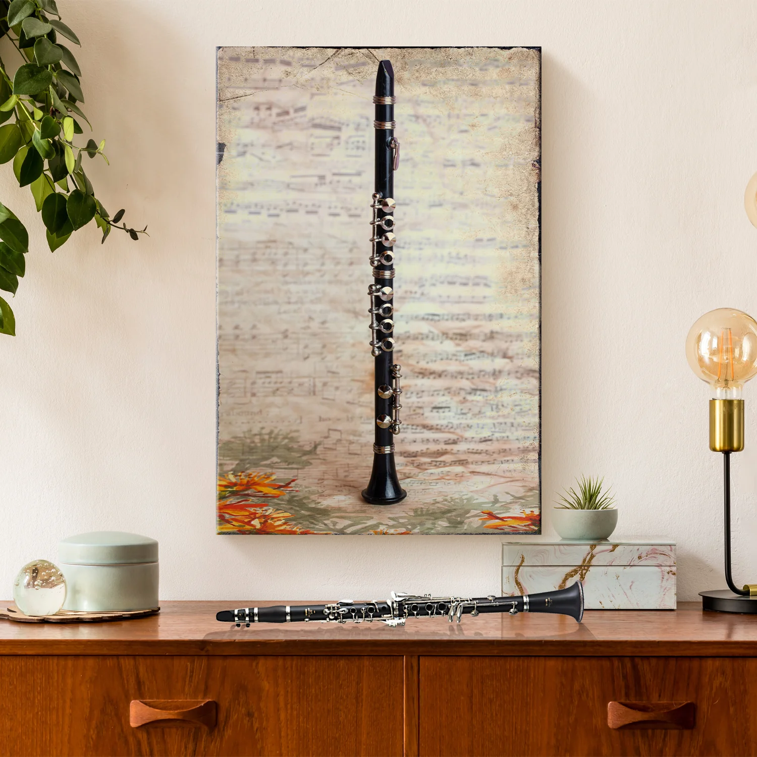 Clarinet Rustic Canvas Wall Art - Image 3