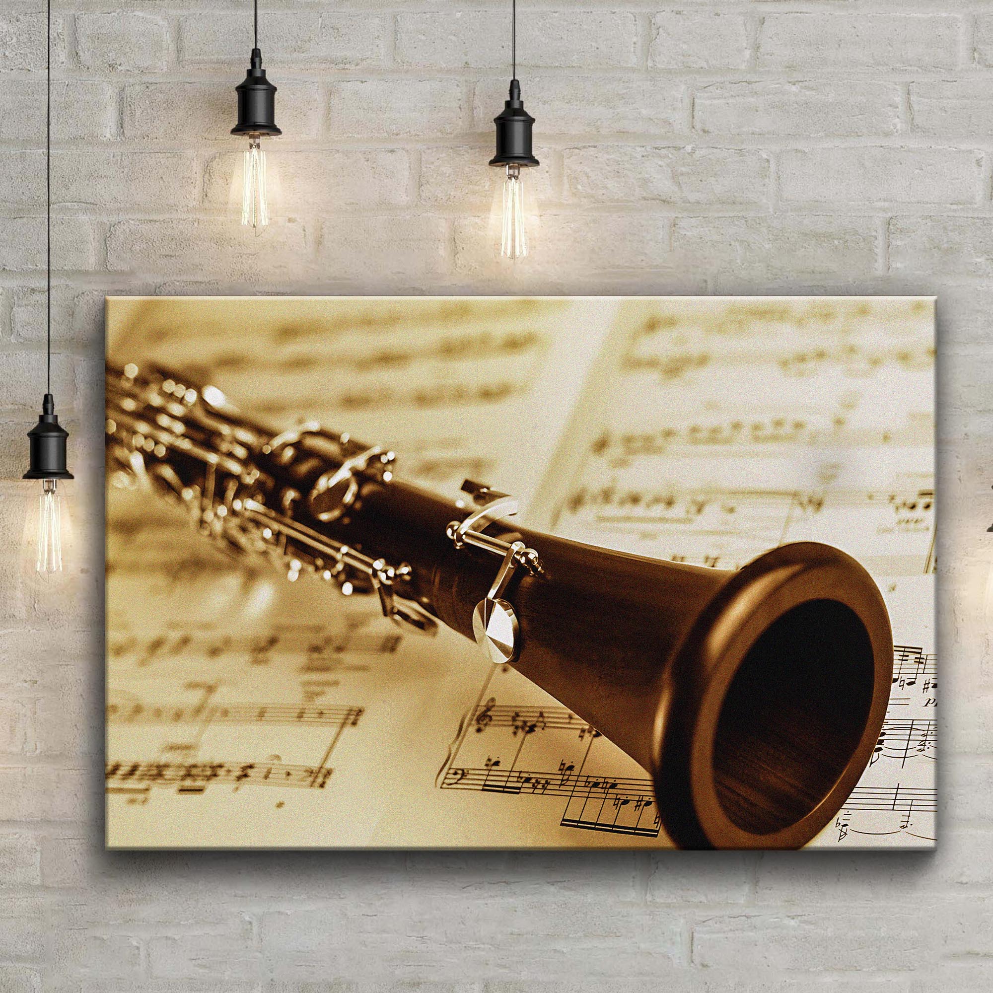 Clarinet Sepia Canvas Wall Art - Image 3