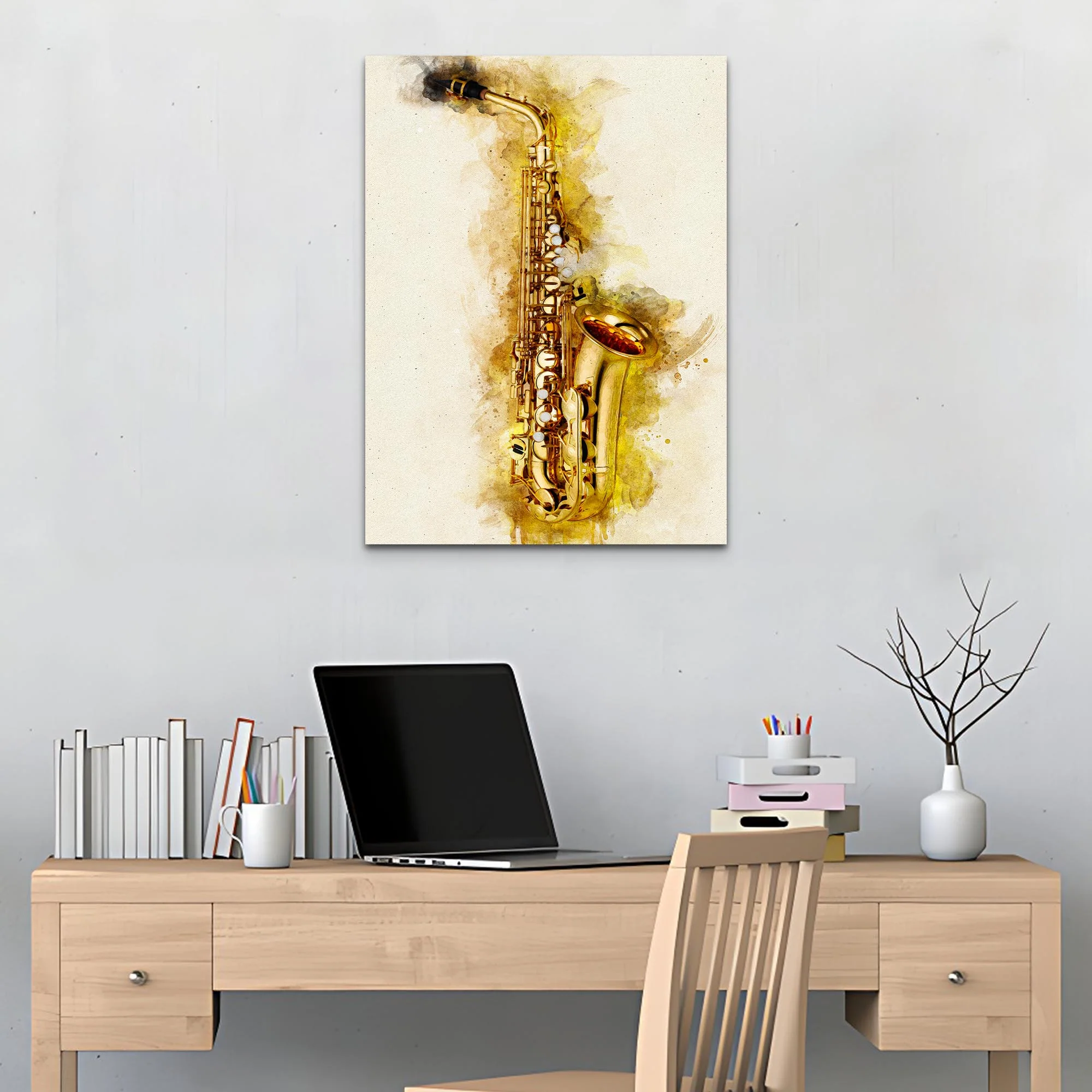 Clarinet Watercolor Canvas Wall Art - Image 3