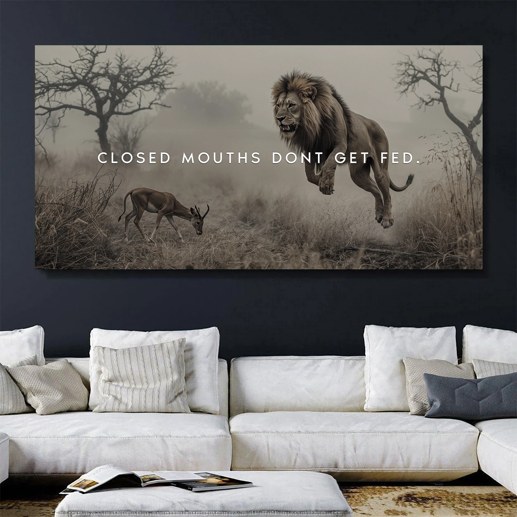 Closed Mouths Don't Get Fed Motivational Wall Sign