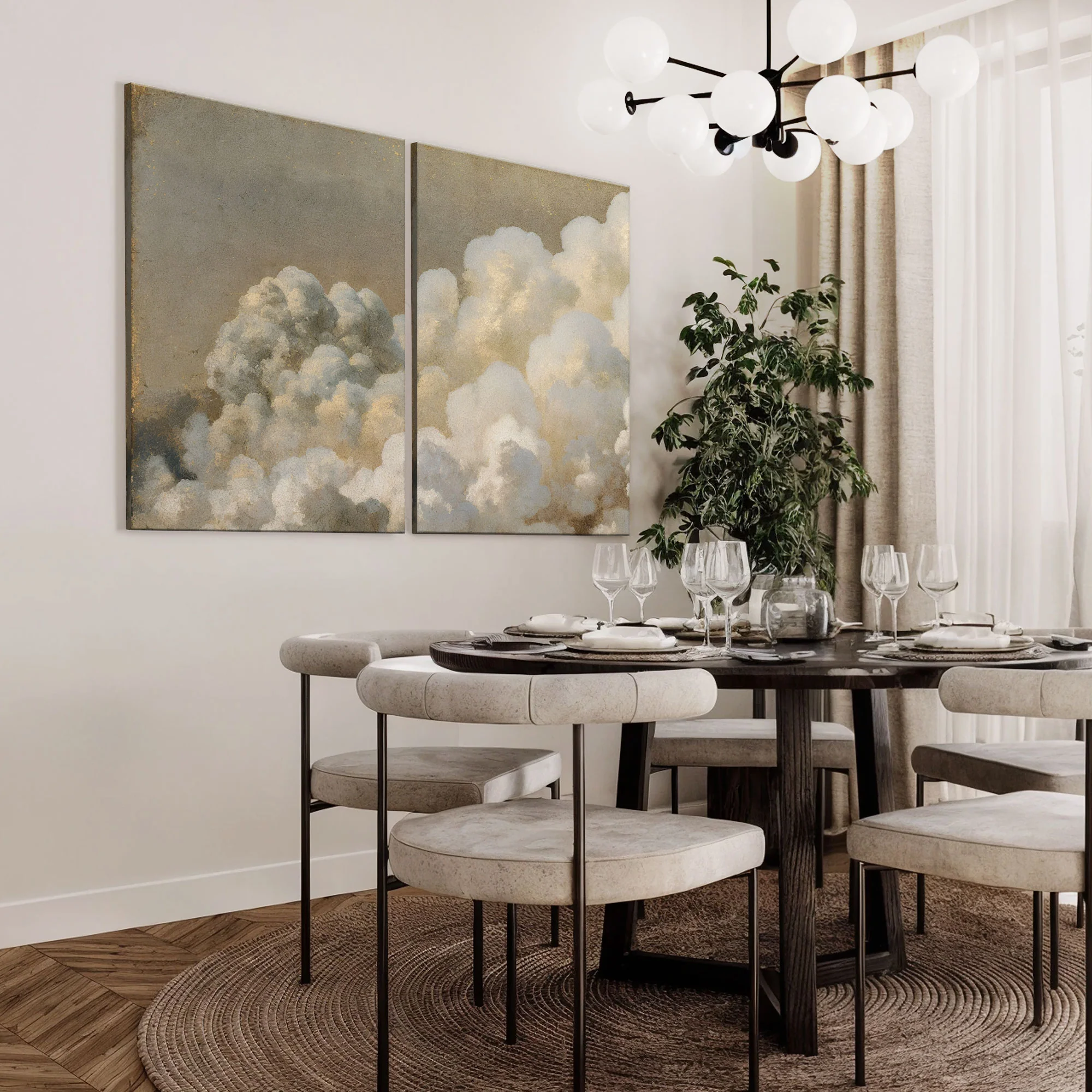 Clouds Neutral Abstract Duo Wall Art - Image 2