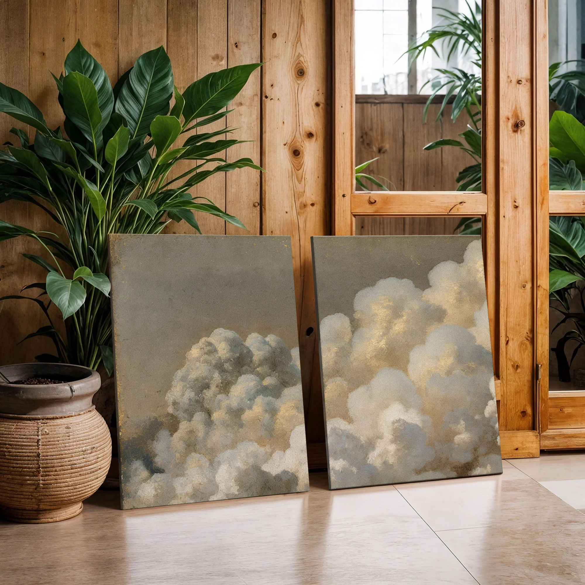 Clouds Neutral Abstract Duo Wall Art - Image 3