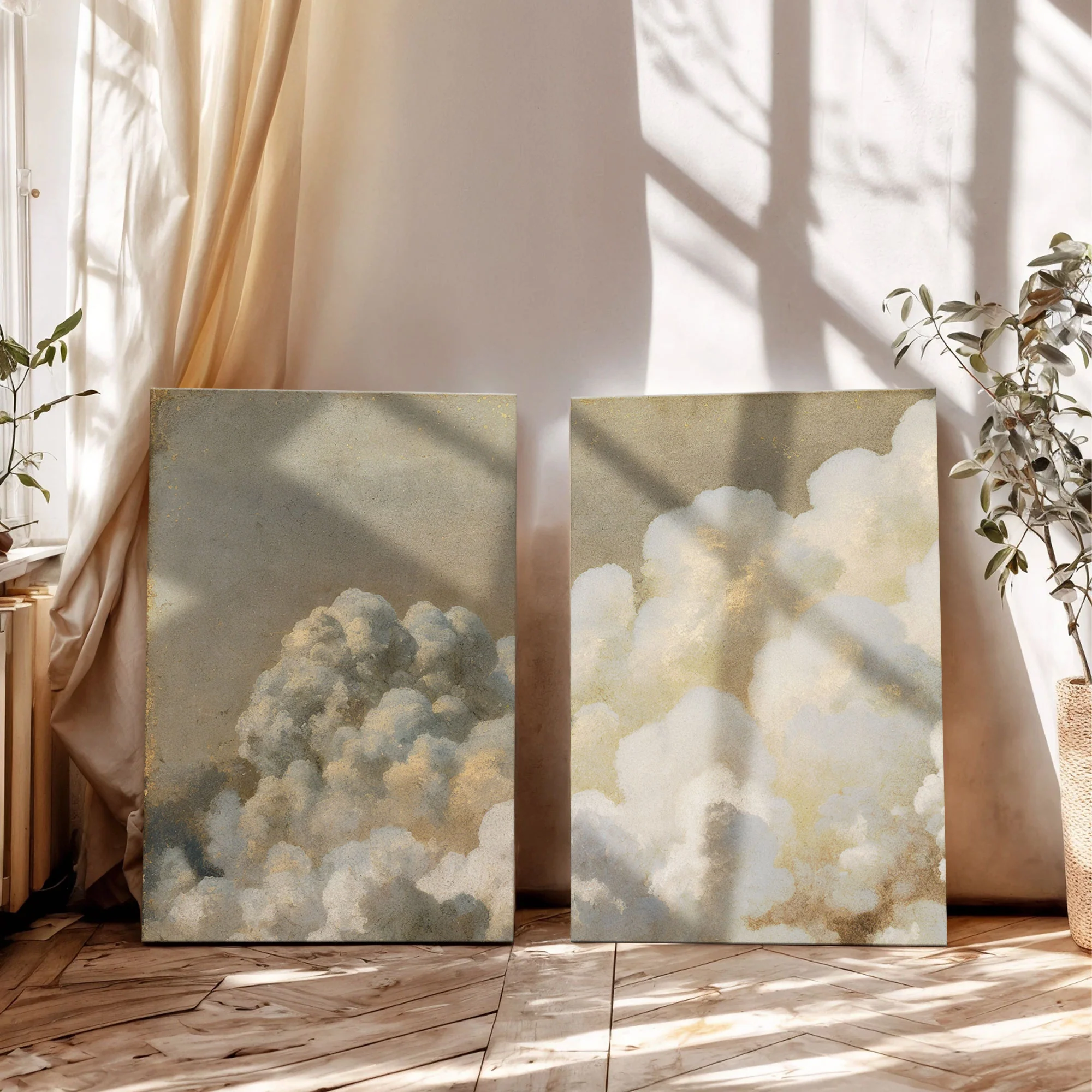 Clouds Neutral Abstract Duo Wall Art - Image 4