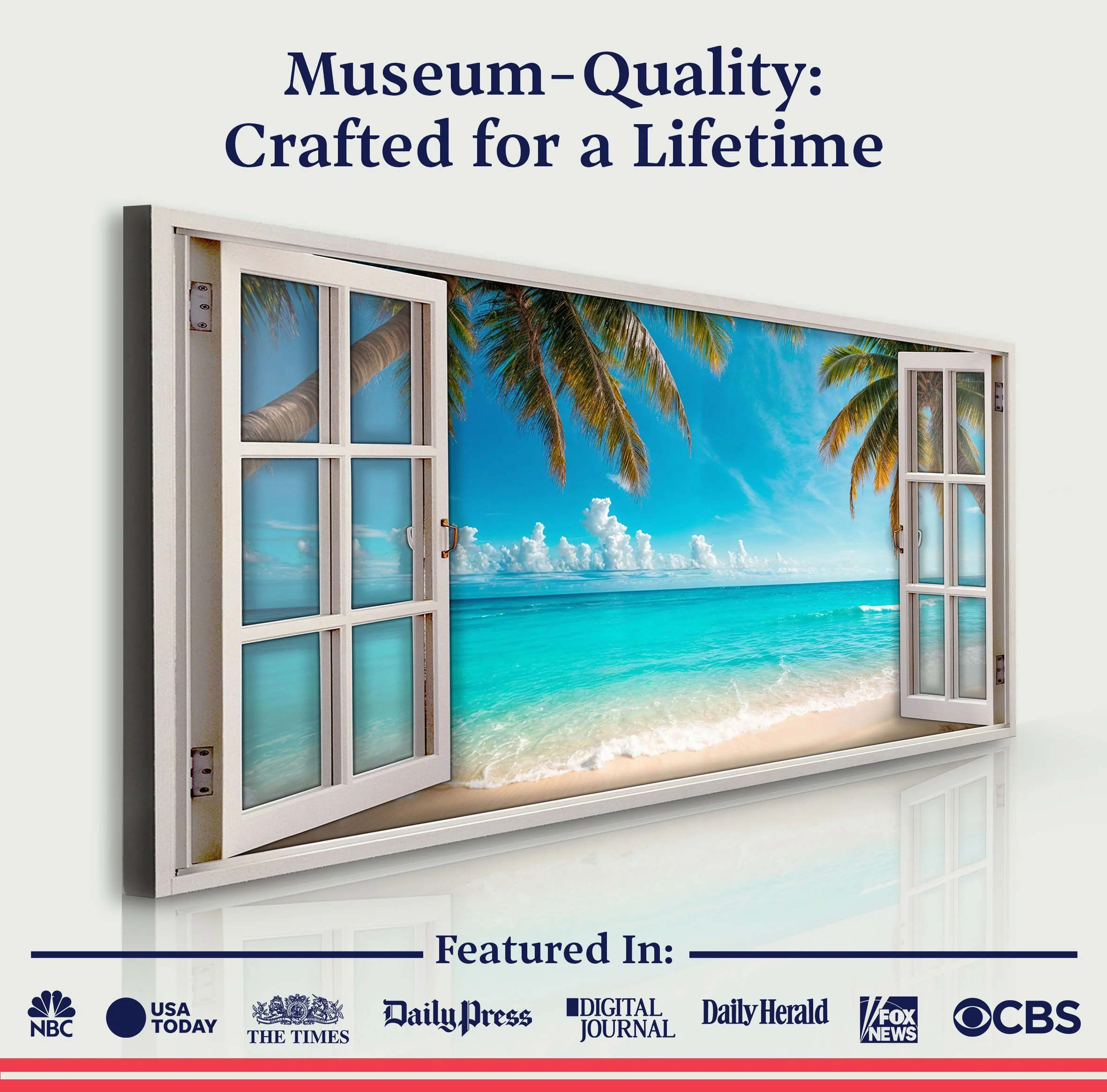 Coconut Palm Beach Window Scenery Wall Art - Image 4