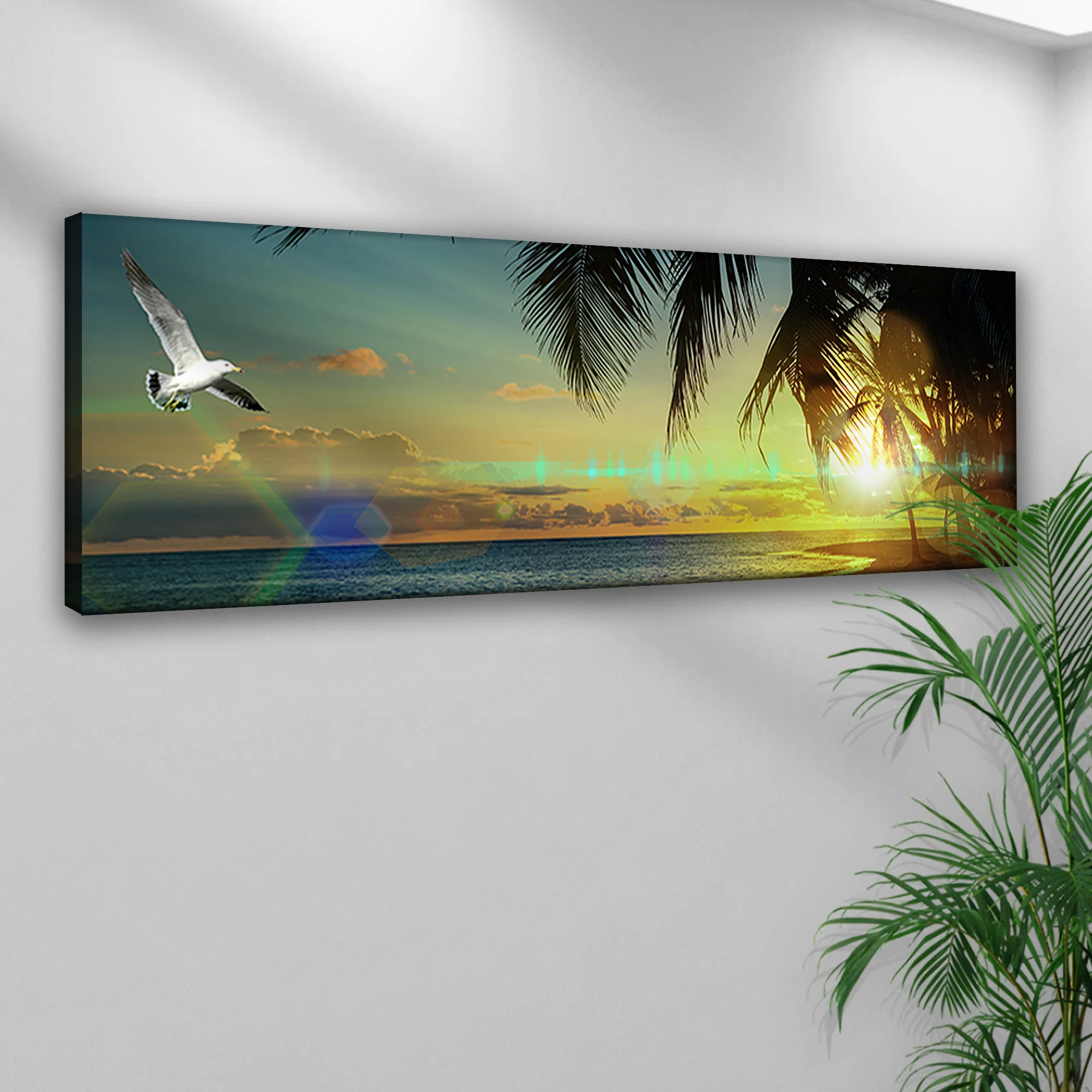 Coconut Trees And Tropical Beach Sunset Canvas Wall Art - Image 3