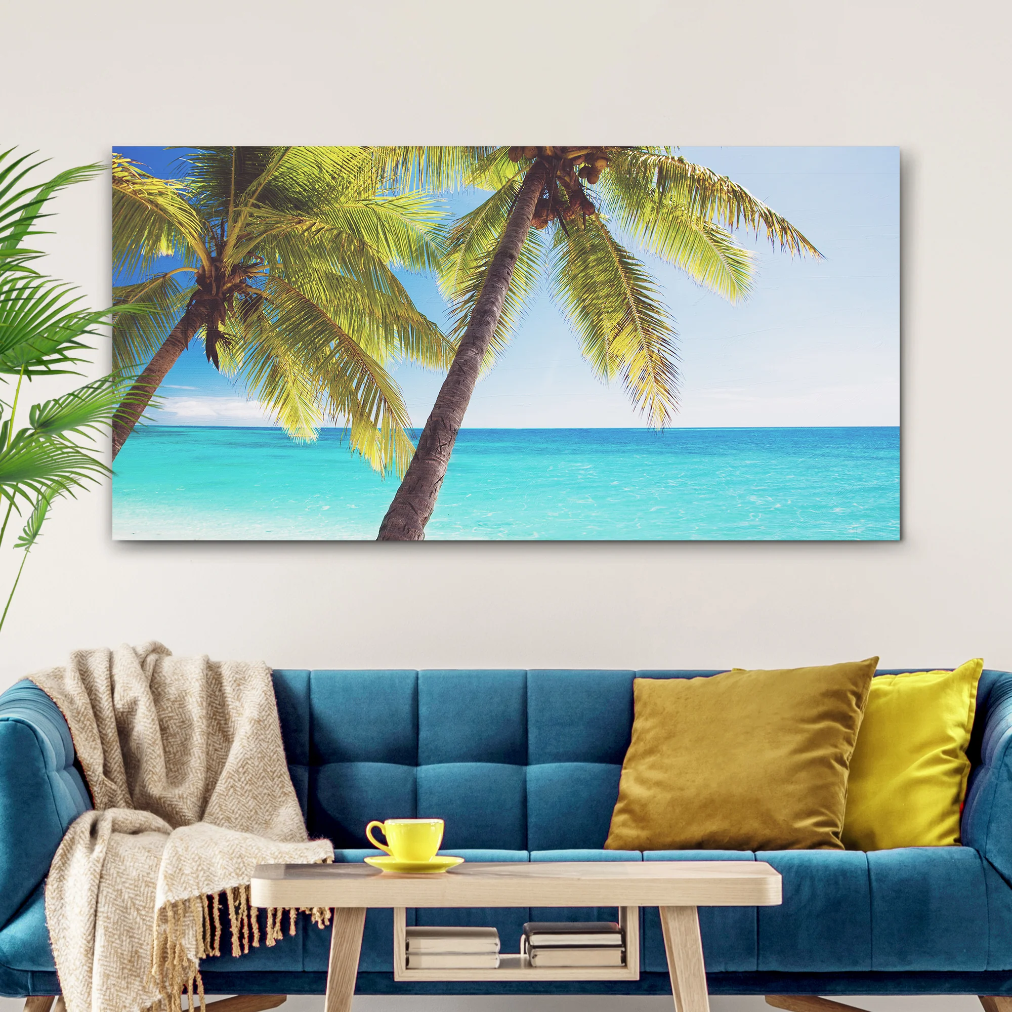 Coconut Trees By The Beach Canvas Wall Art - Image 3