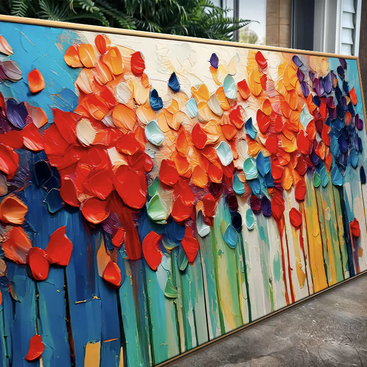 Colorful Petals Impasto Wall Art - Image 5