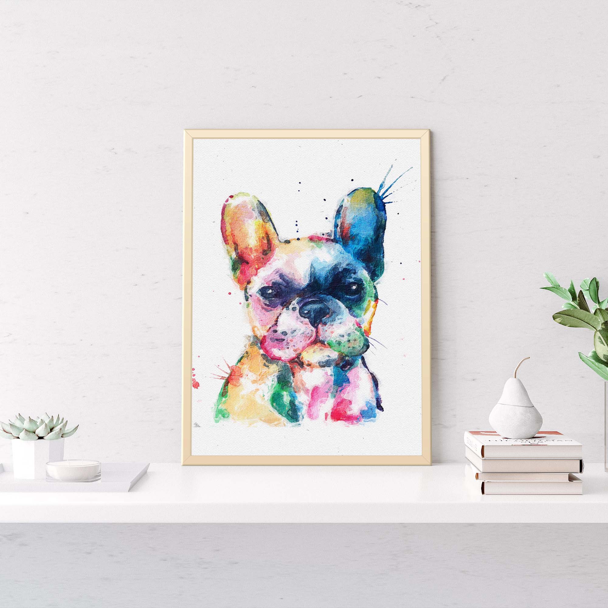 Colorful Watercolor Dog Canvas Wall Art - Image 2