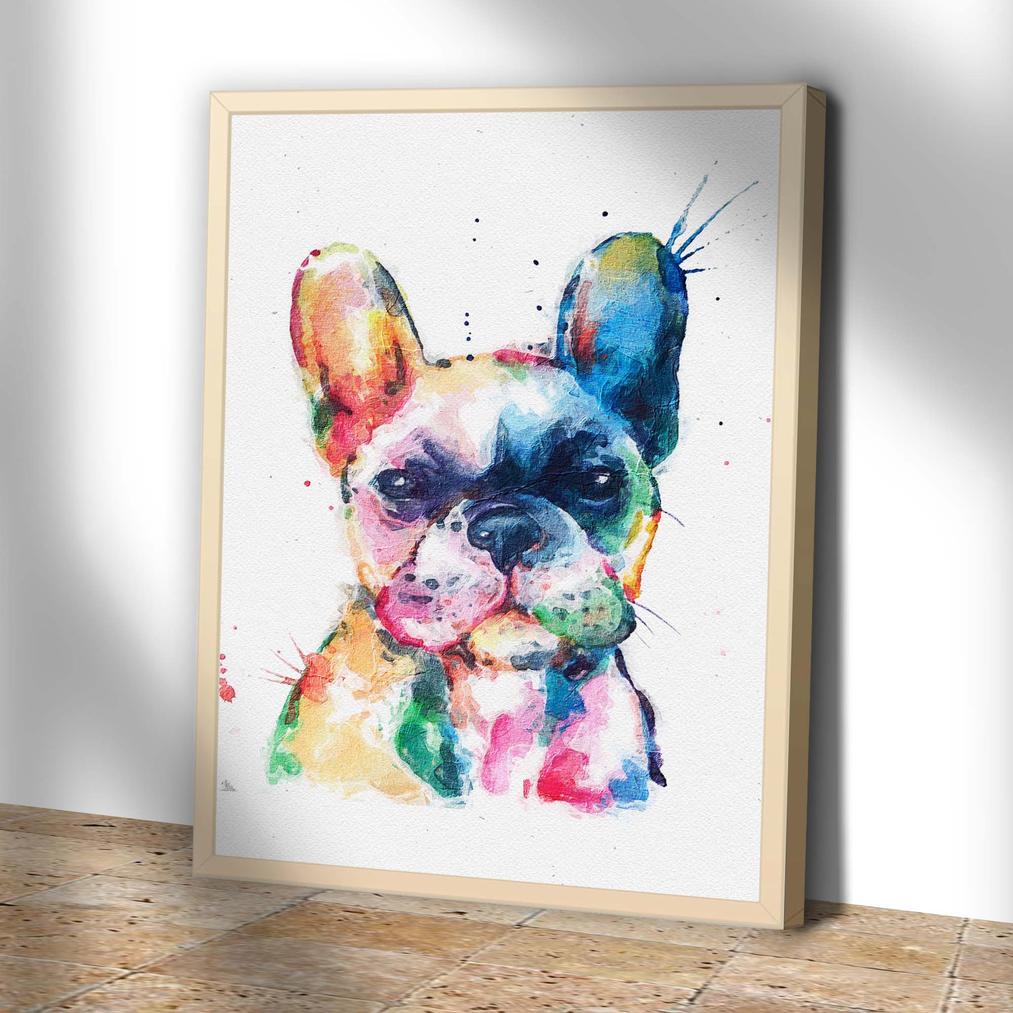 Colorful Watercolor Dog Canvas Wall Art - Image 3