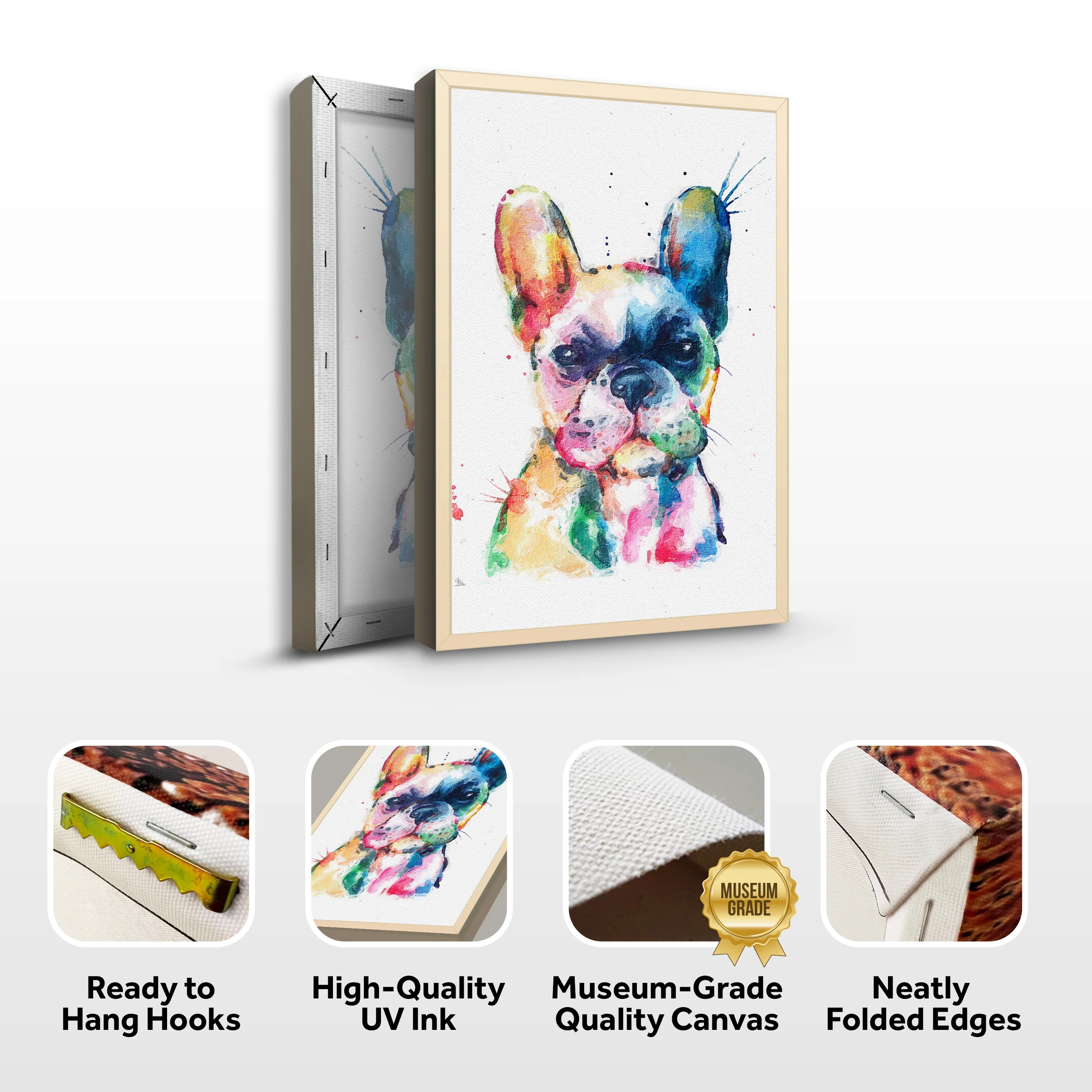 Colorful Watercolor Dog Canvas Wall Art - Image 4