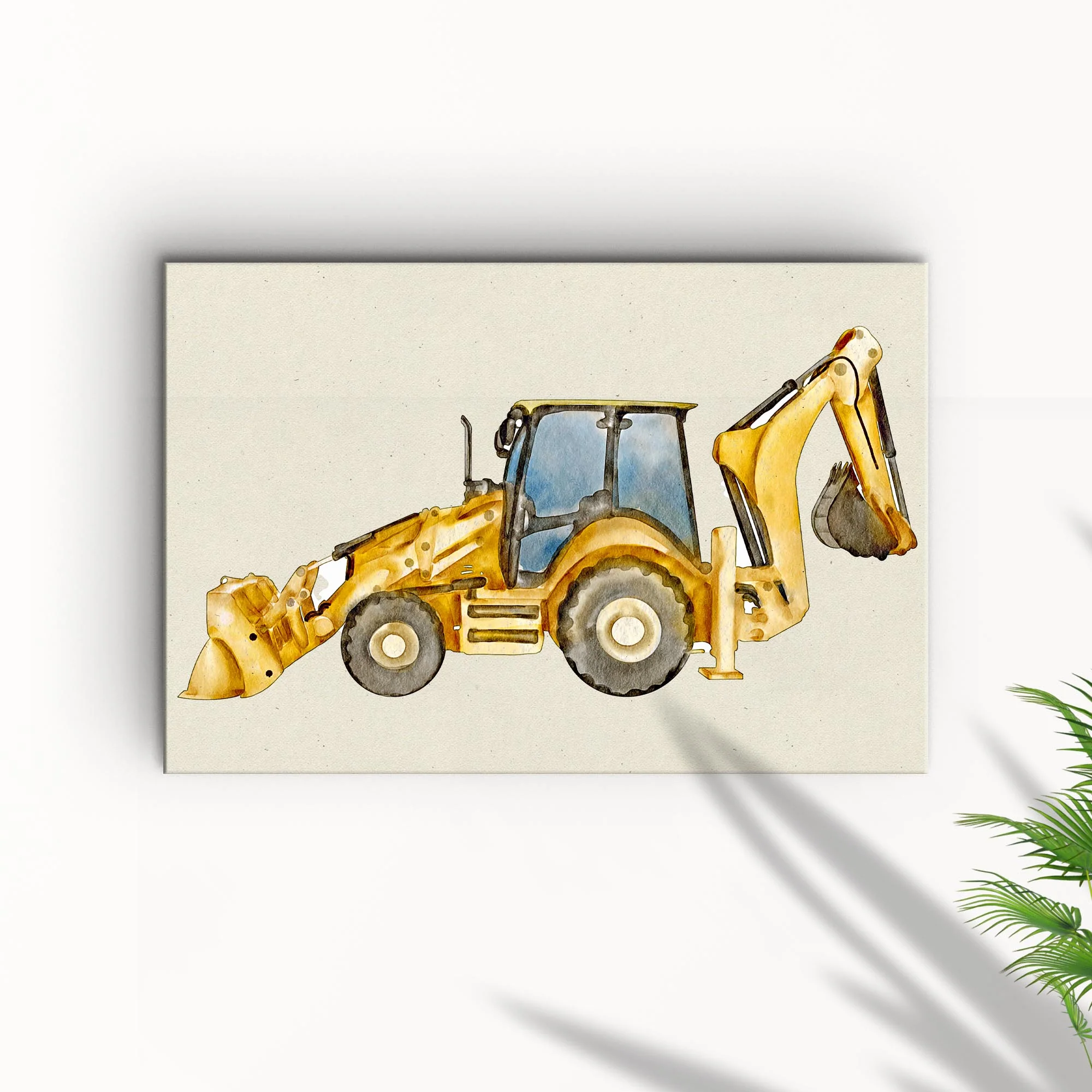 Construction Truck Backhoe Loader Canvas Wall Art - Image 3