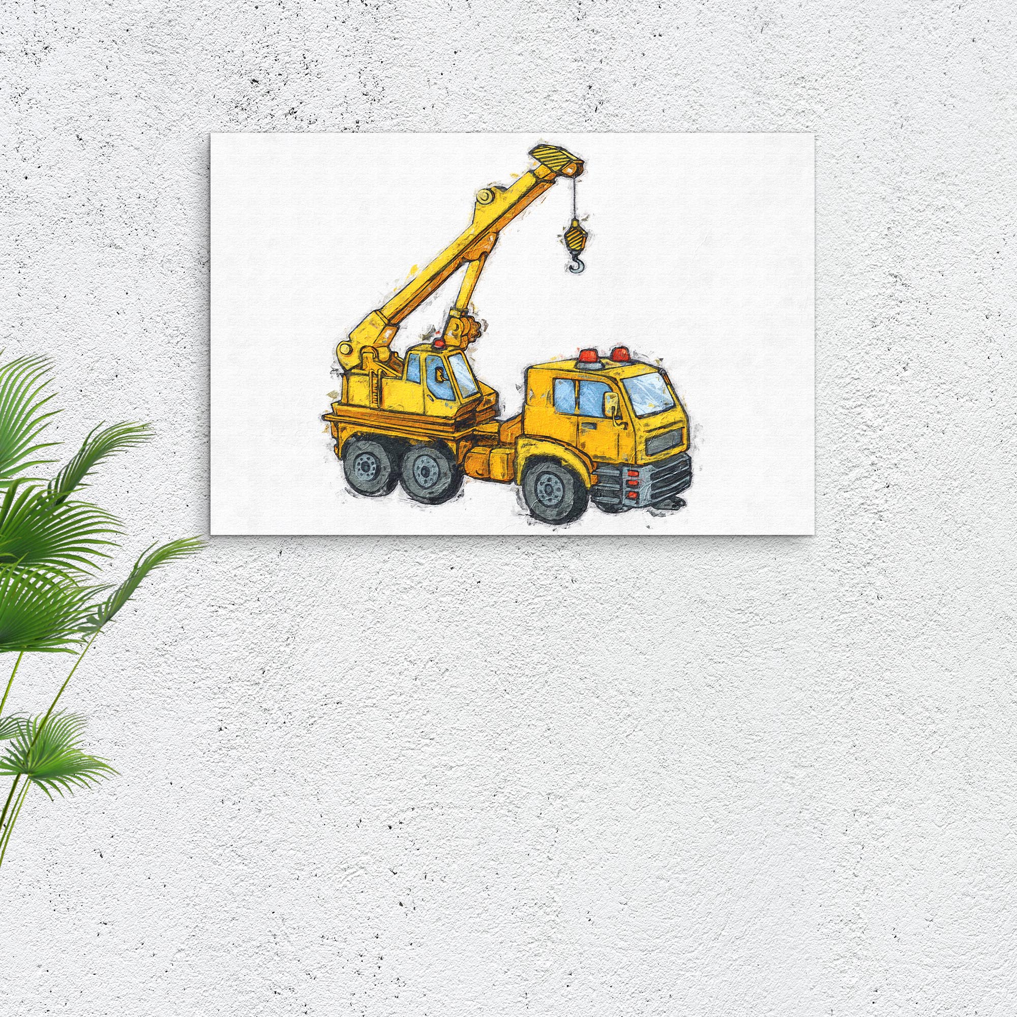 Construction Truck Crane Canvas Wall Art - Image 3