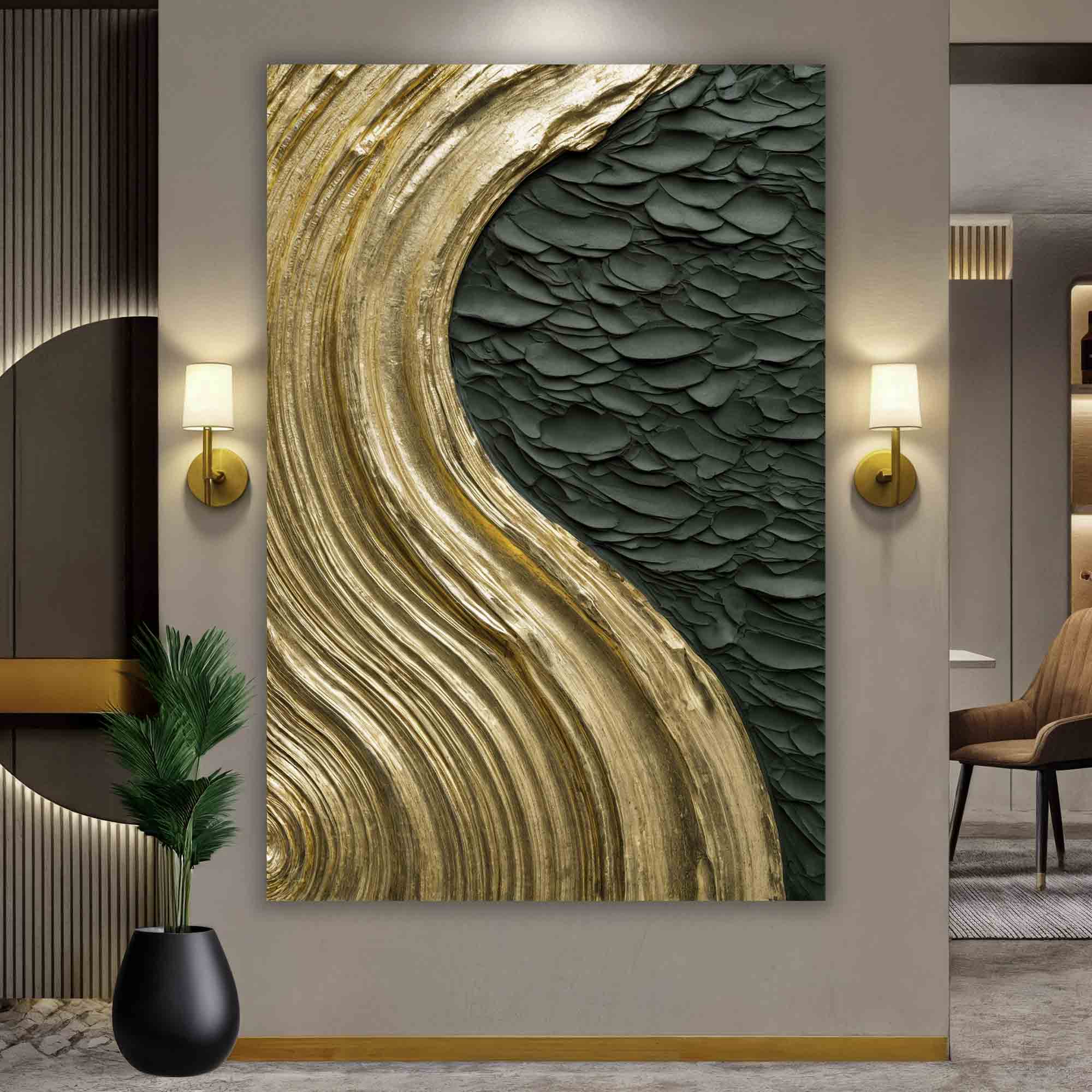 Contemporary Metallic Relief Wall Art