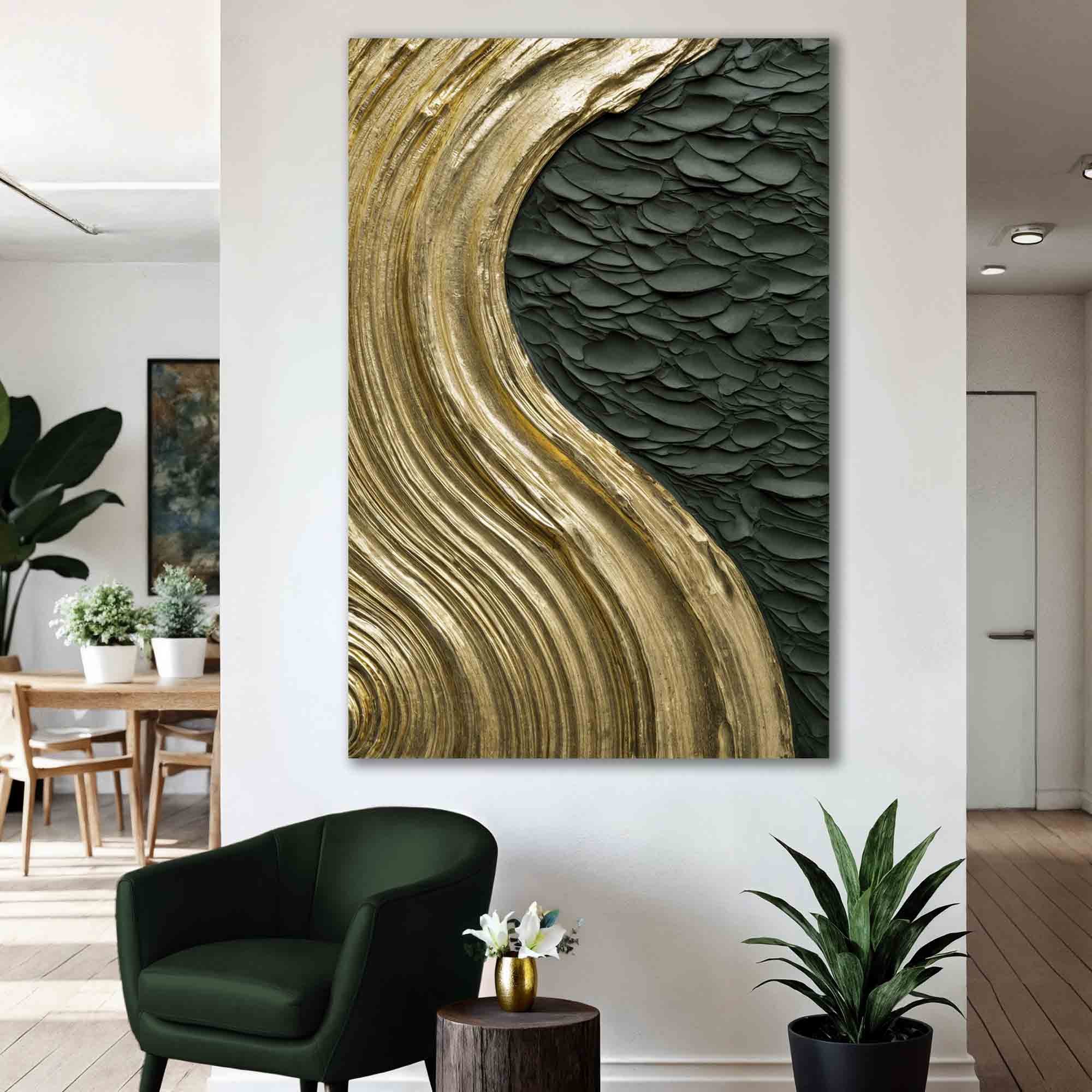 Contemporary Metallic Relief Wall Art - Image 2