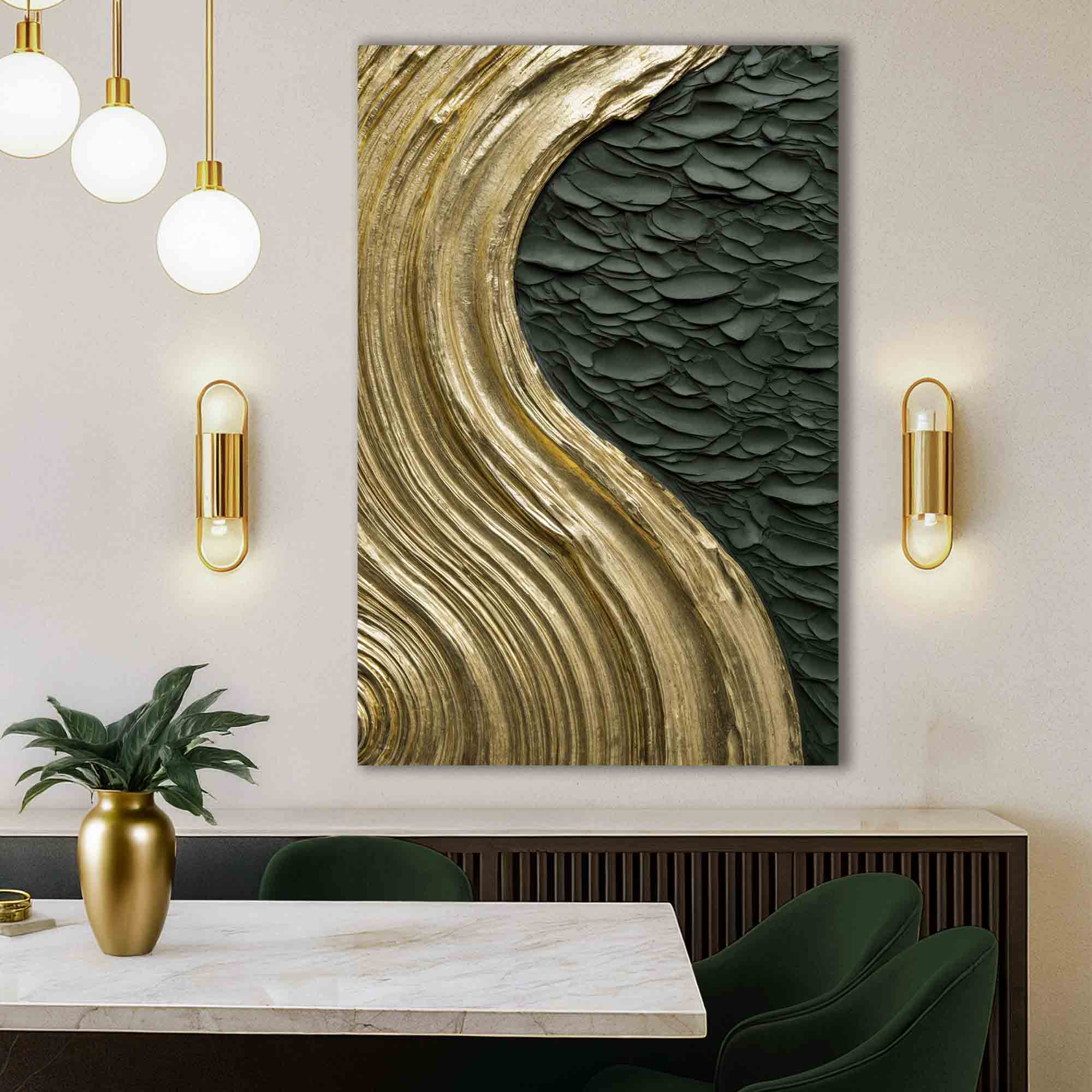 Contemporary Metallic Relief Wall Art - Image 3