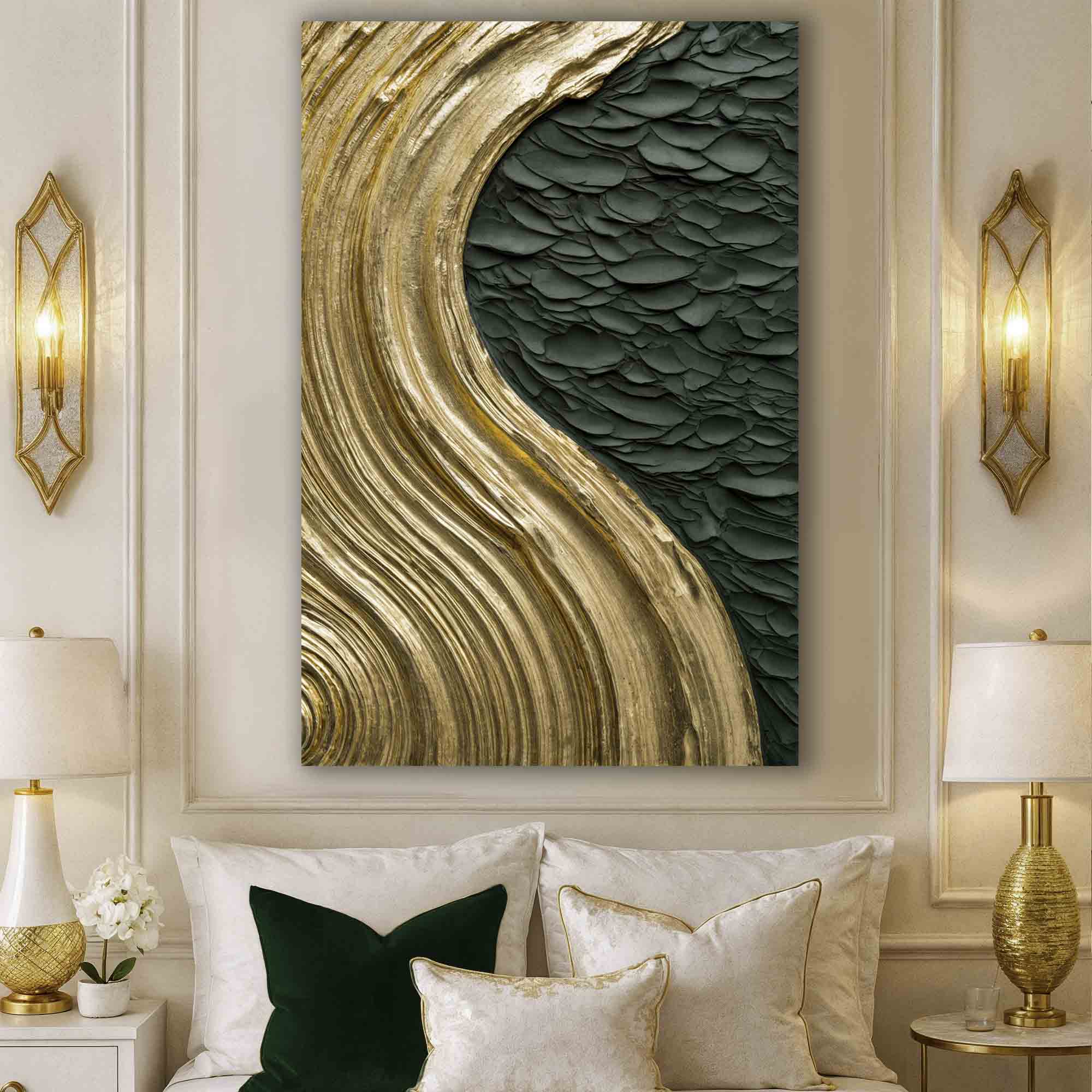 Contemporary Metallic Relief Wall Art - Image 5