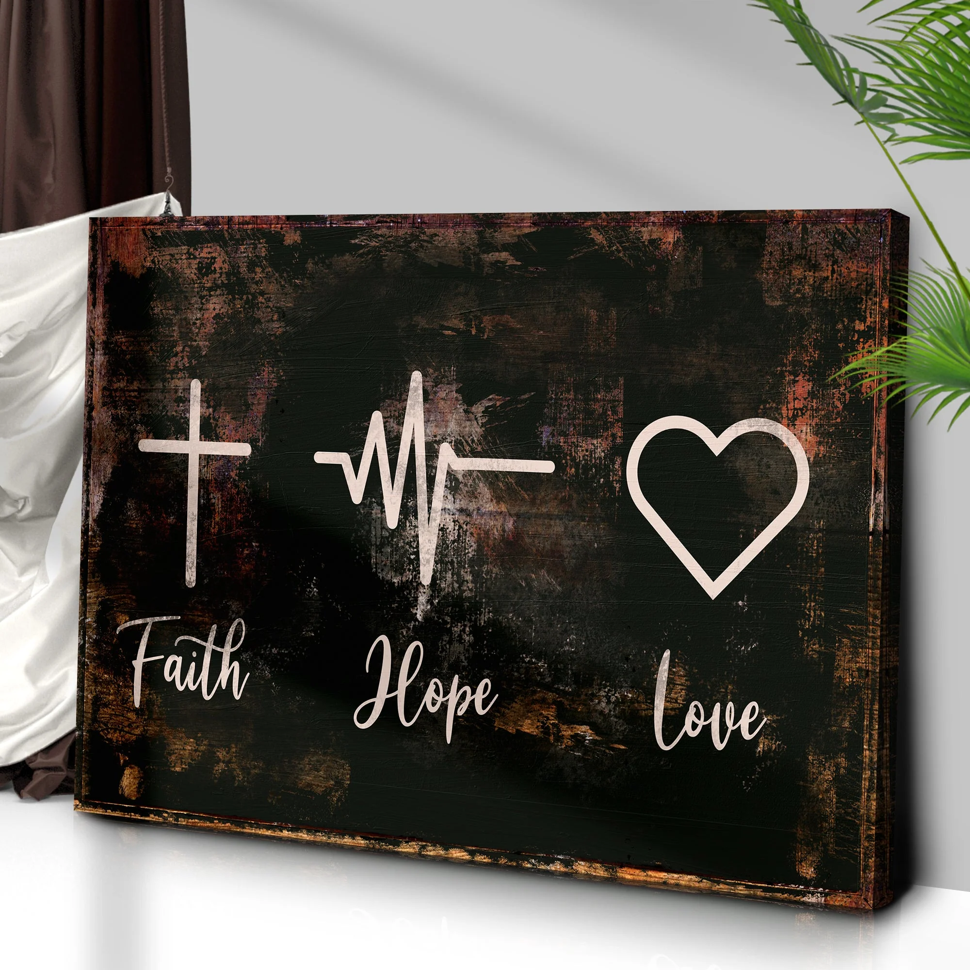 Rustic 'Faith, Hope, Love' Sign - Christian Art and Biblical Decor for home - Image 3