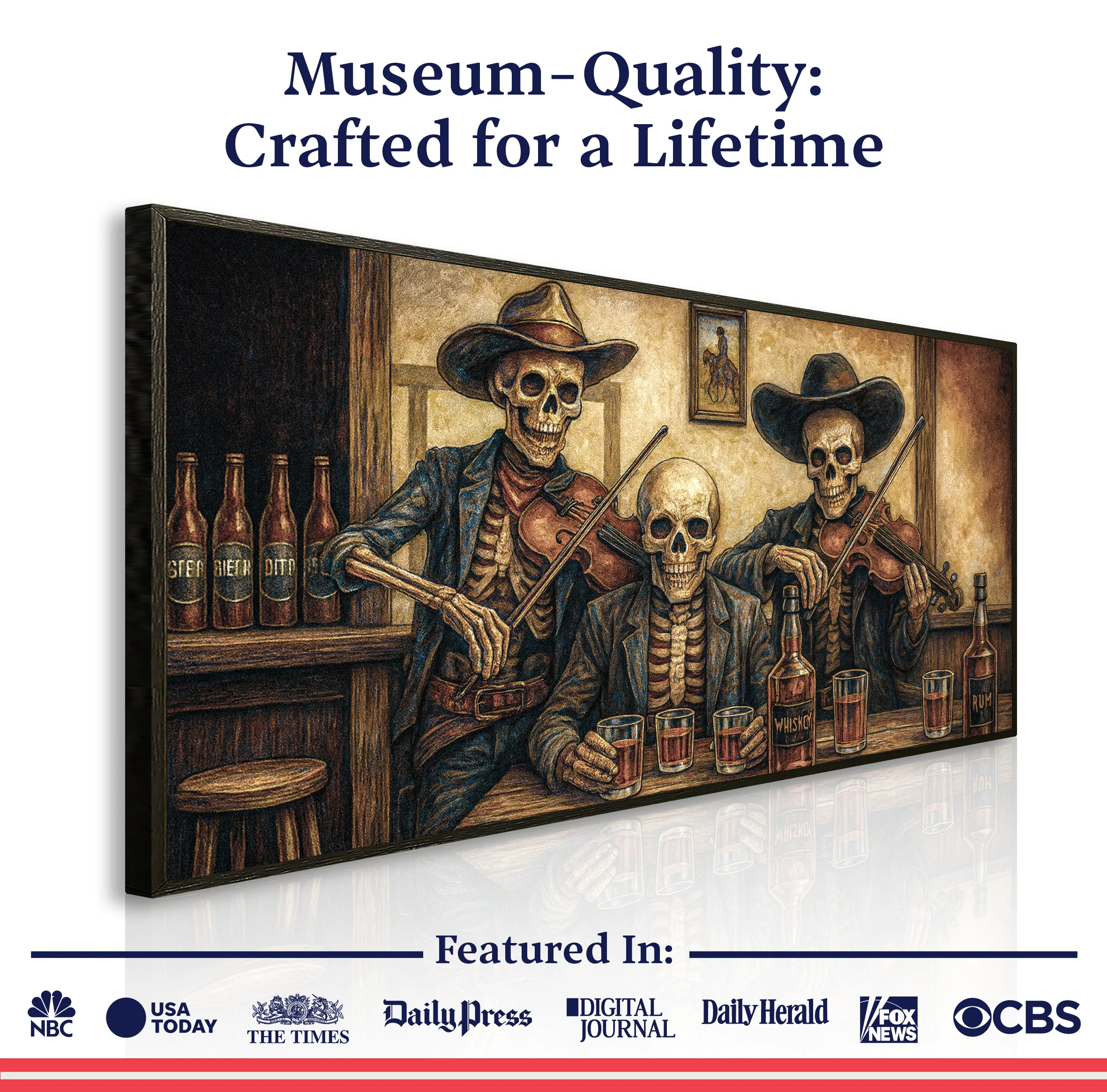 Cowboy Skeletons Western Bar Wall Art - Image 6