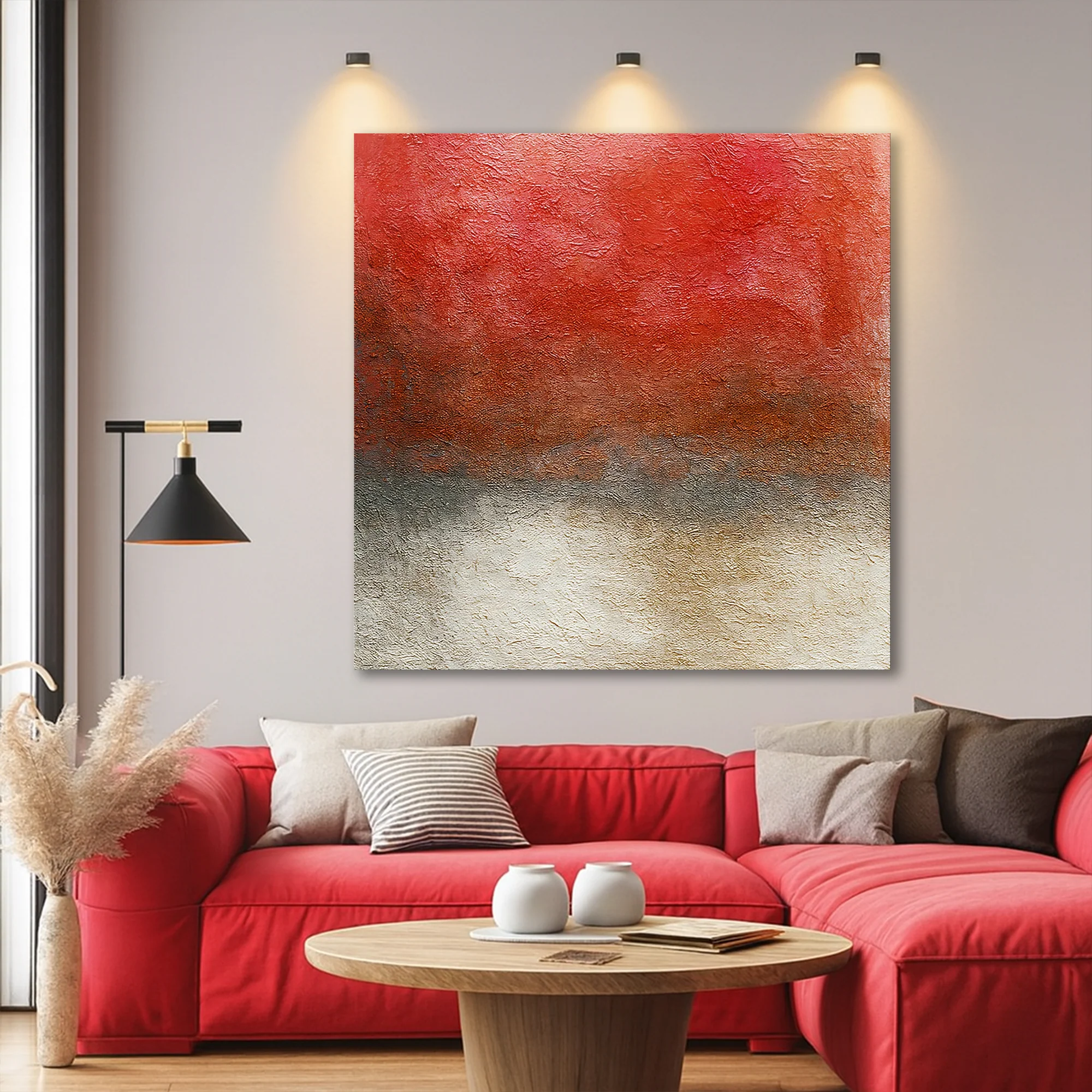 Crimson Horizon Abstract Wall Art - Image 3