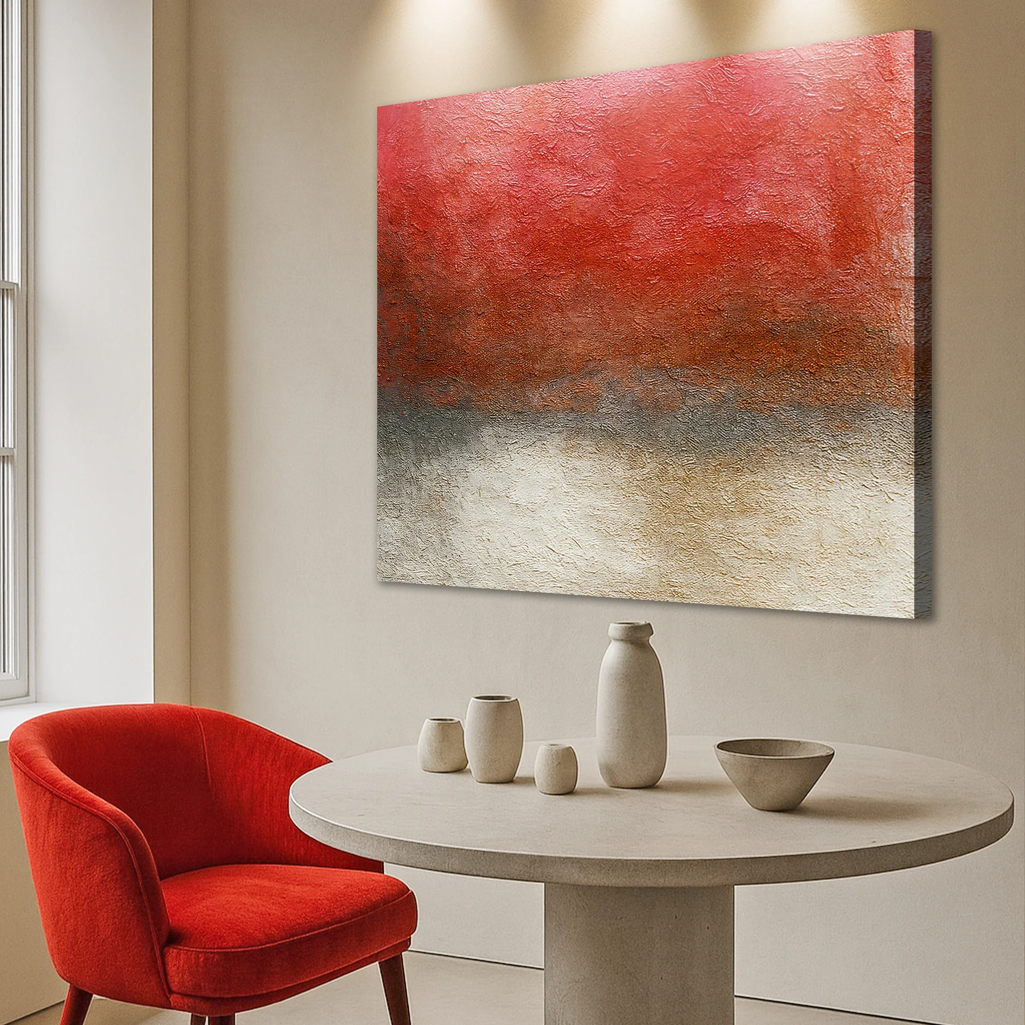 Crimson Horizon Abstract Wall Art - Image 5