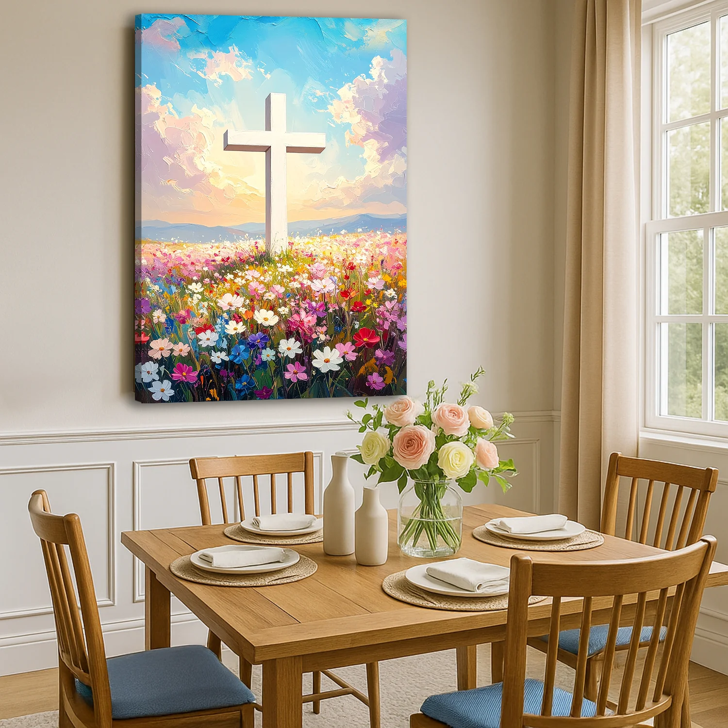 Cross Floral Field Faith Wall Art - Image 4