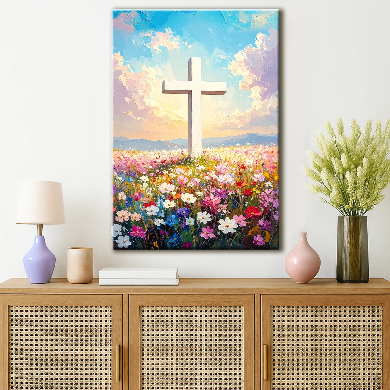 Cross Floral Field Faith Wall Art - Image 5