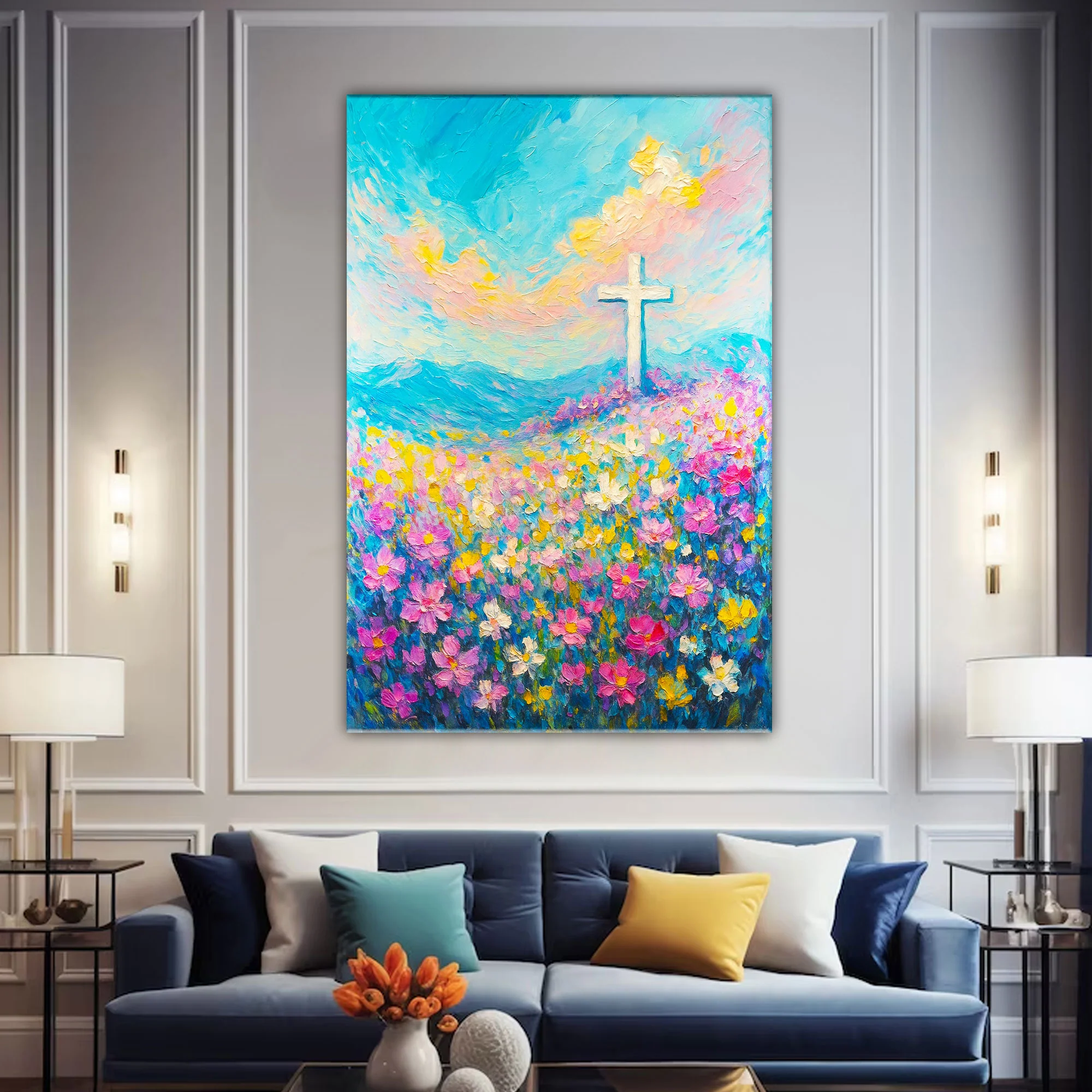 Cross Floral Field Faith Wall Art III - Image 3