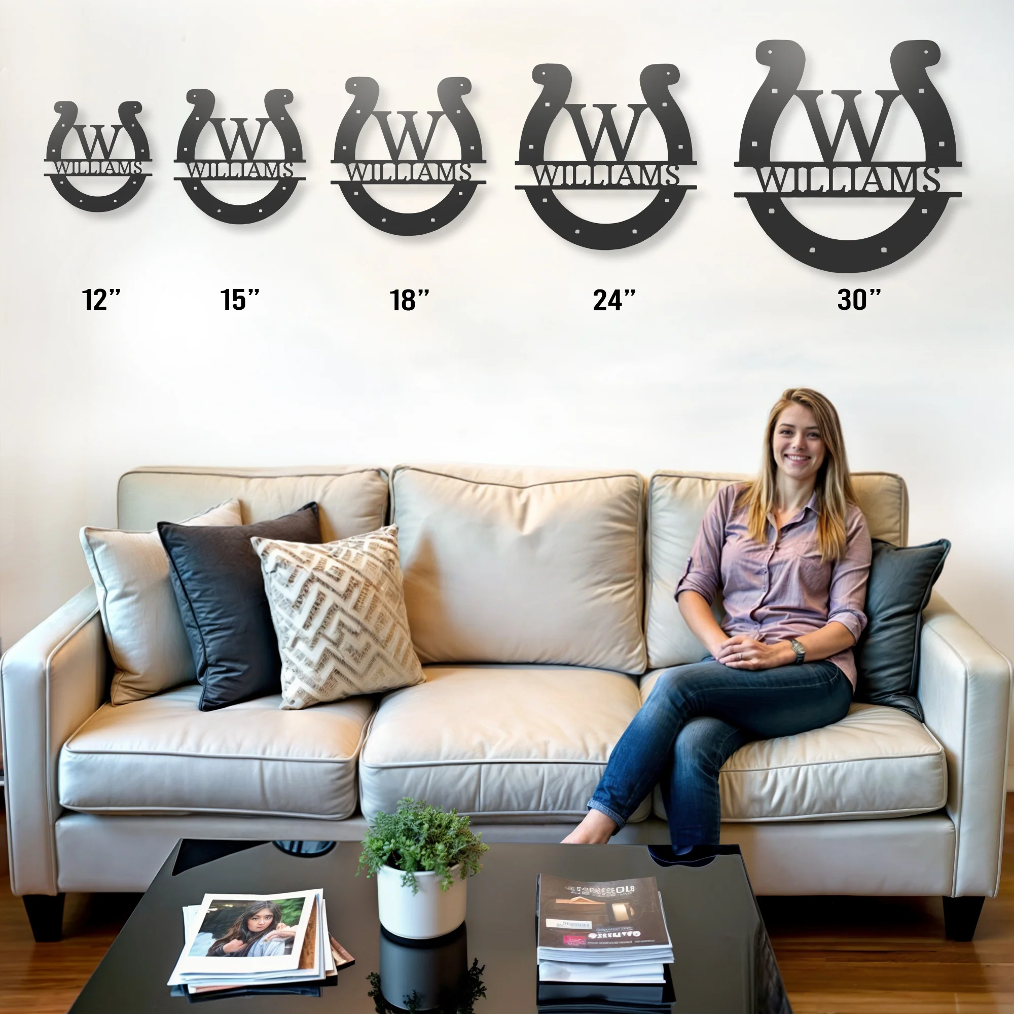 Custom Horseshoe Monogram - Steel Sign - Image 2