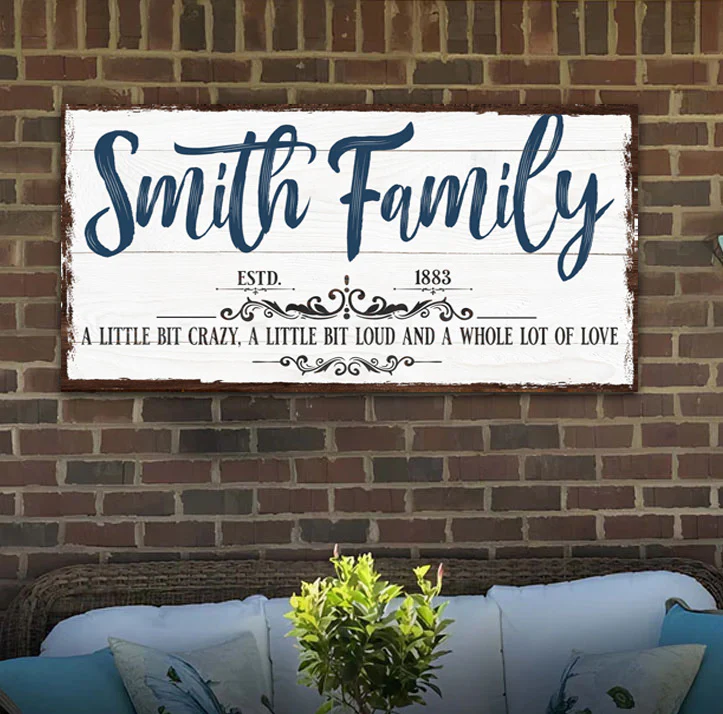 Custom Name Sign Canvas | Personalized Last Name Sign | Family A Little Bit Of Crazy Home Decor | Wedding Anniversary Gift | This is Us Sign (ETSY) - Image 3