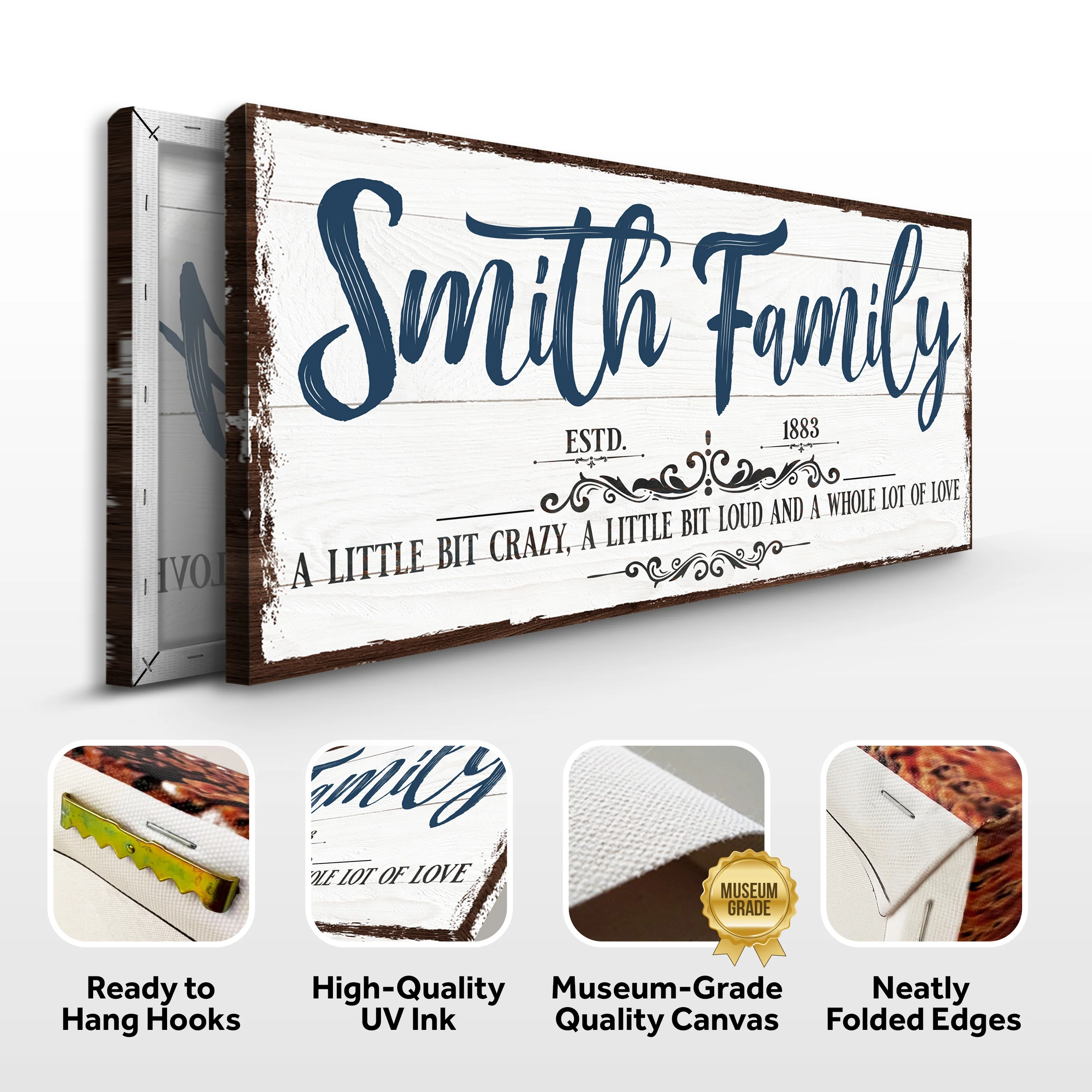 Custom Name Sign Canvas | Personalized Last Name Sign | Family A Little Bit Of Crazy Home Decor | Wedding Anniversary Gift | This is Us Sign (ETSY) - Image 6