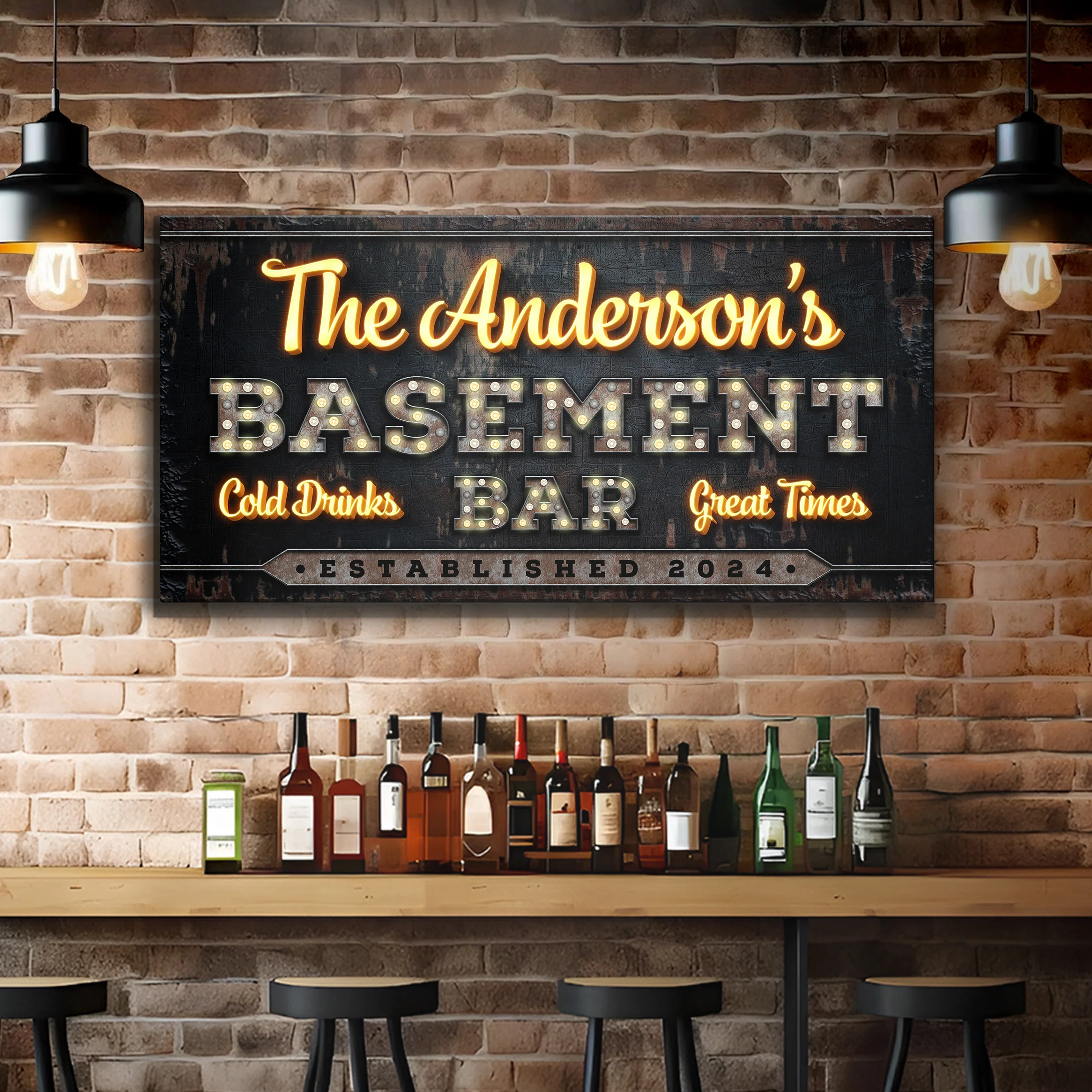 Custom Vintage Rust Basement Bar Sign III - Image 2
