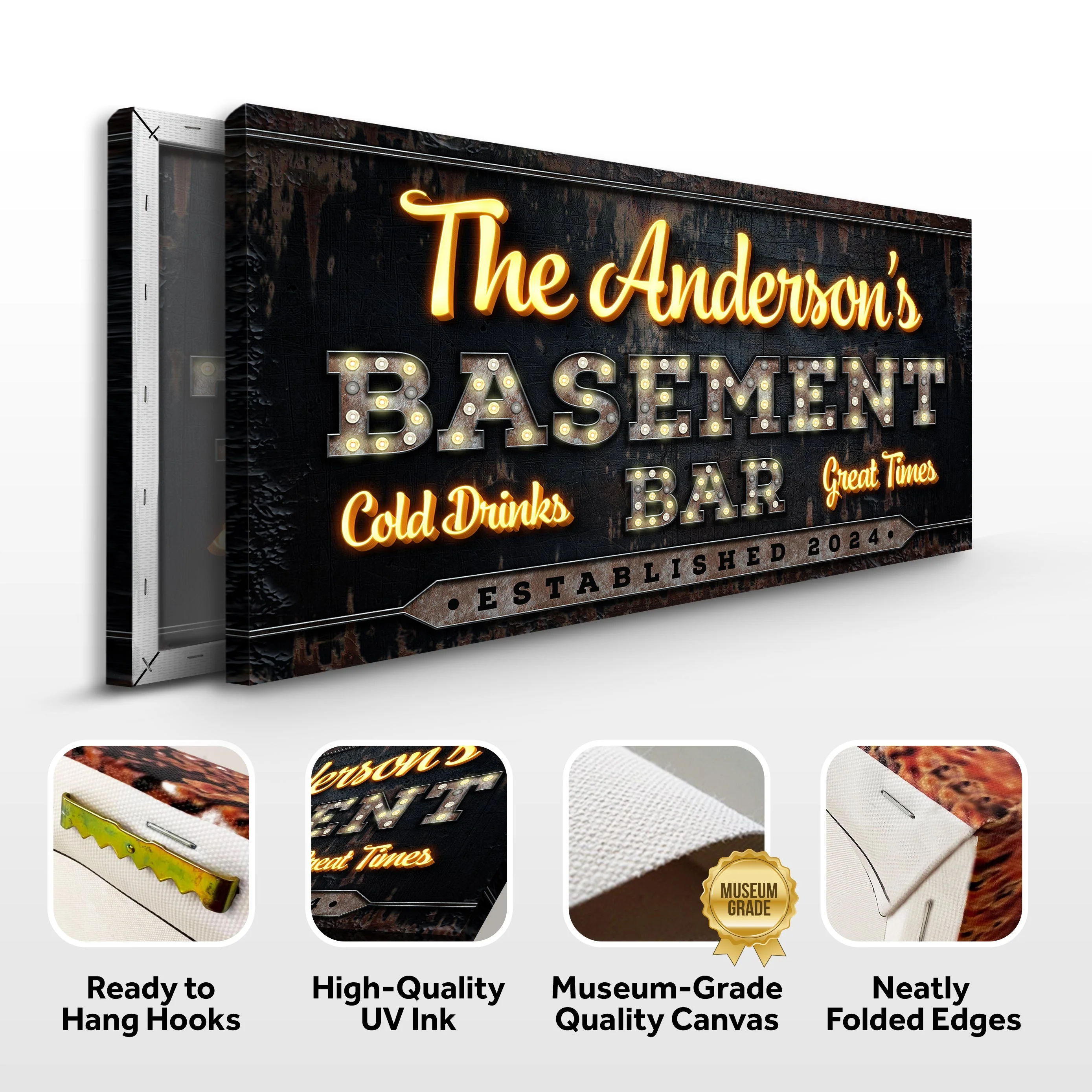 Custom Vintage Rust Basement Bar Sign: Ideal for Personalized Man Cave Wall Decor and Home Bar Enhancements - Image 4