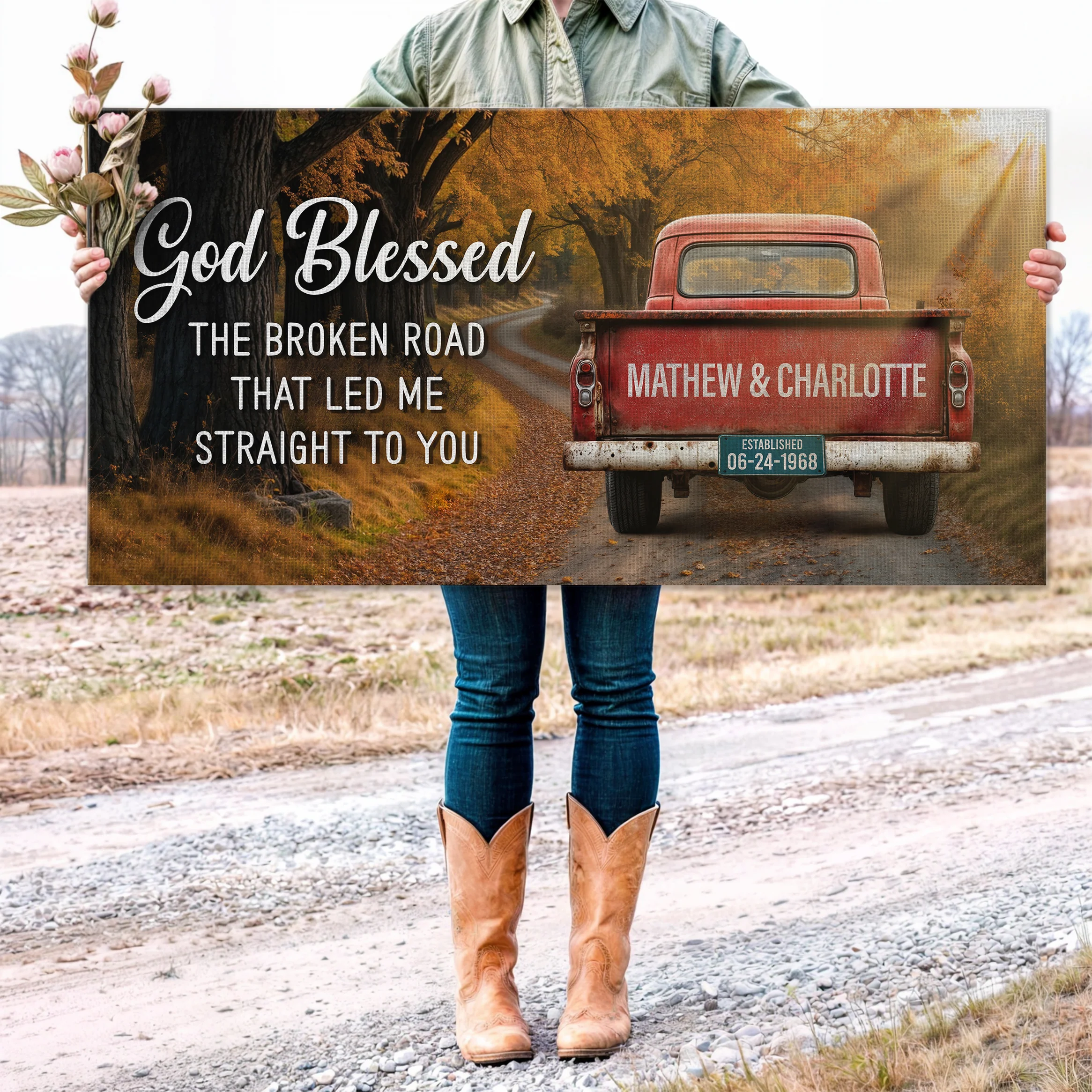 Custom Vintage Truck Couple Sign II - Image 5