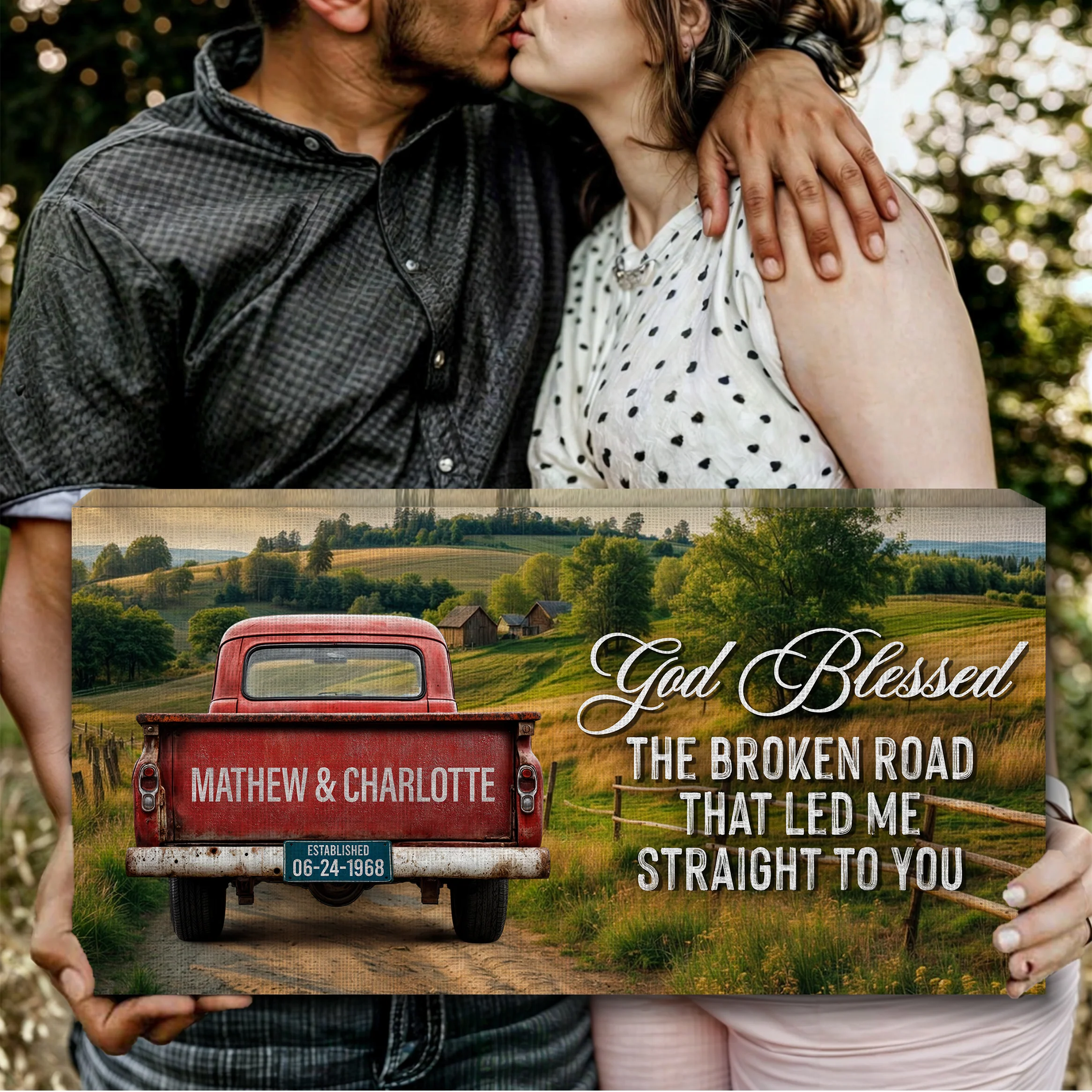 Custom Vintage Truck Couple Sign III - Image 3