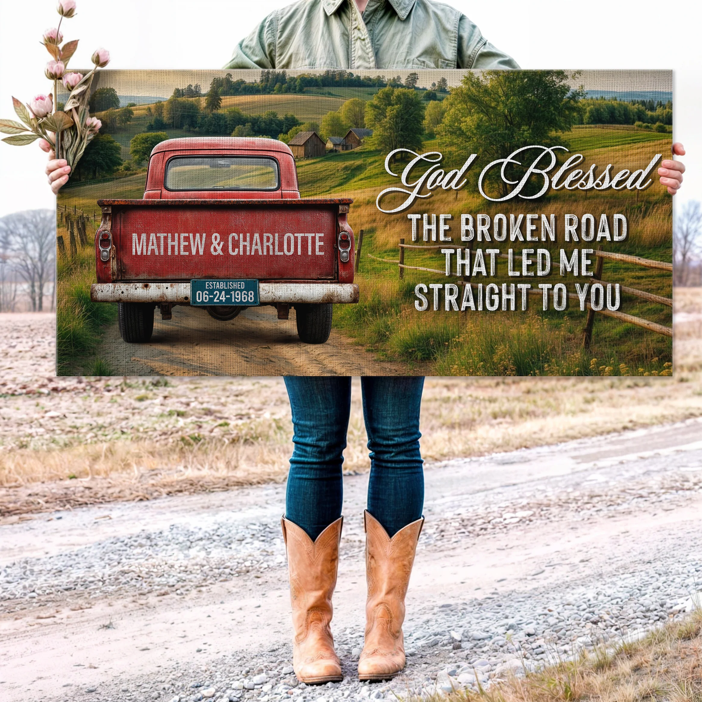 Custom Vintage Truck Couple Sign III - Image 5
