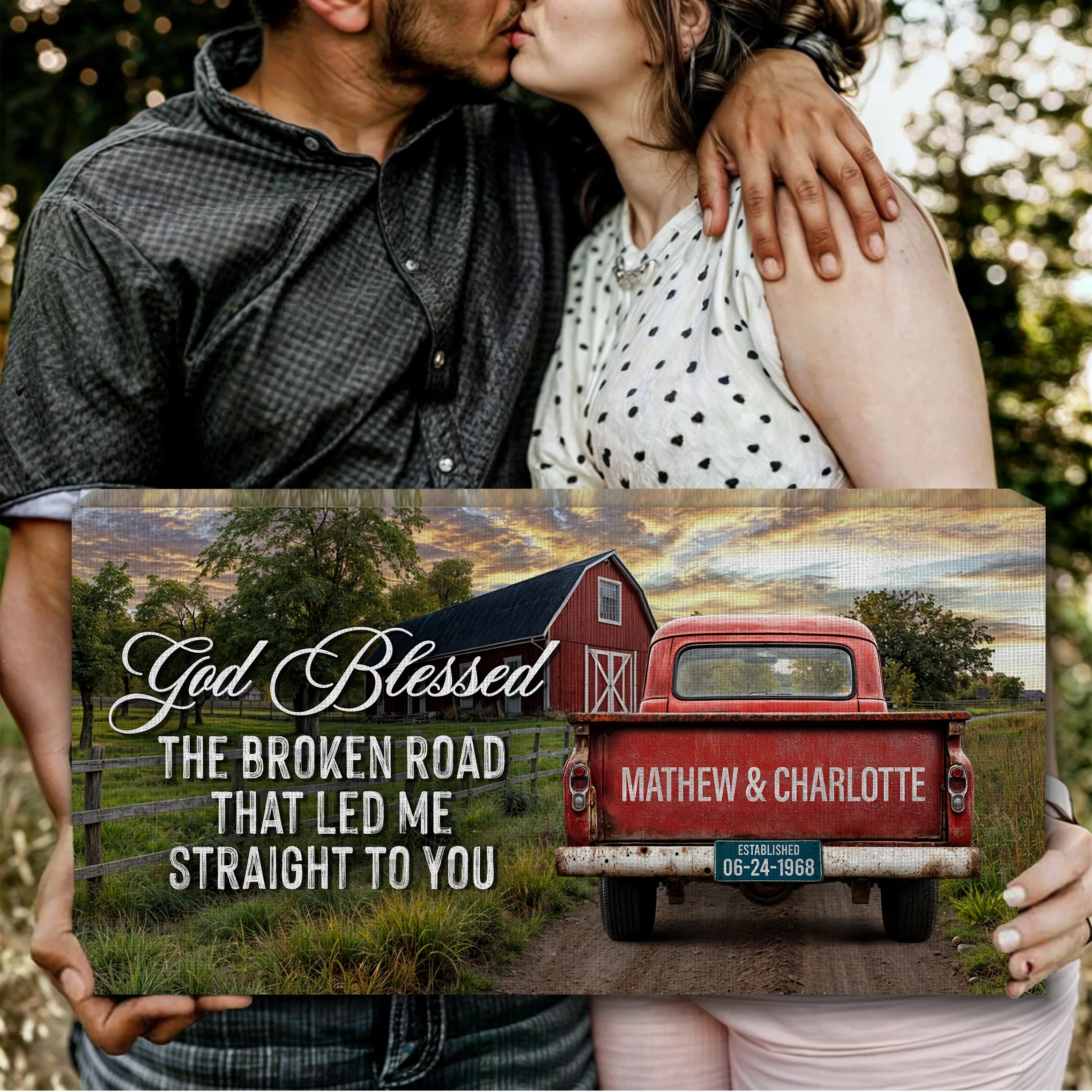 Custom Vintage Truck Couple Sign V - Image 3