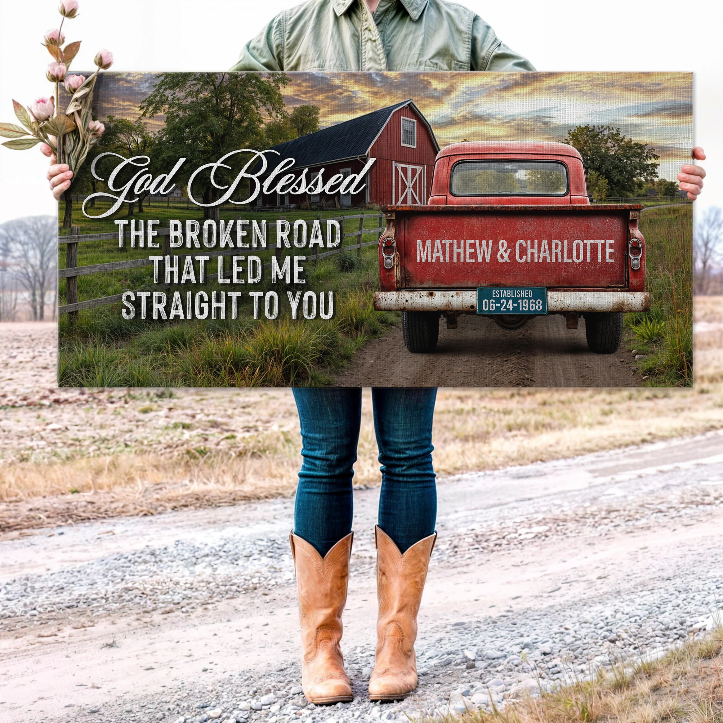 Custom Vintage Truck Couple Sign V - Image 5