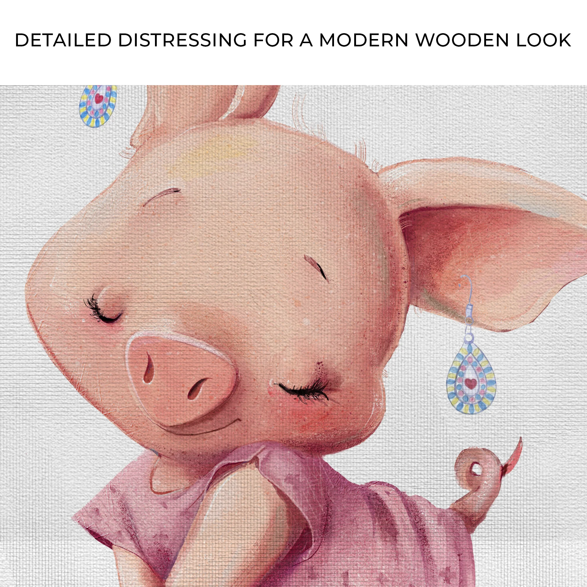 Cute Lady Pig Canvas Wall Art - Image 4