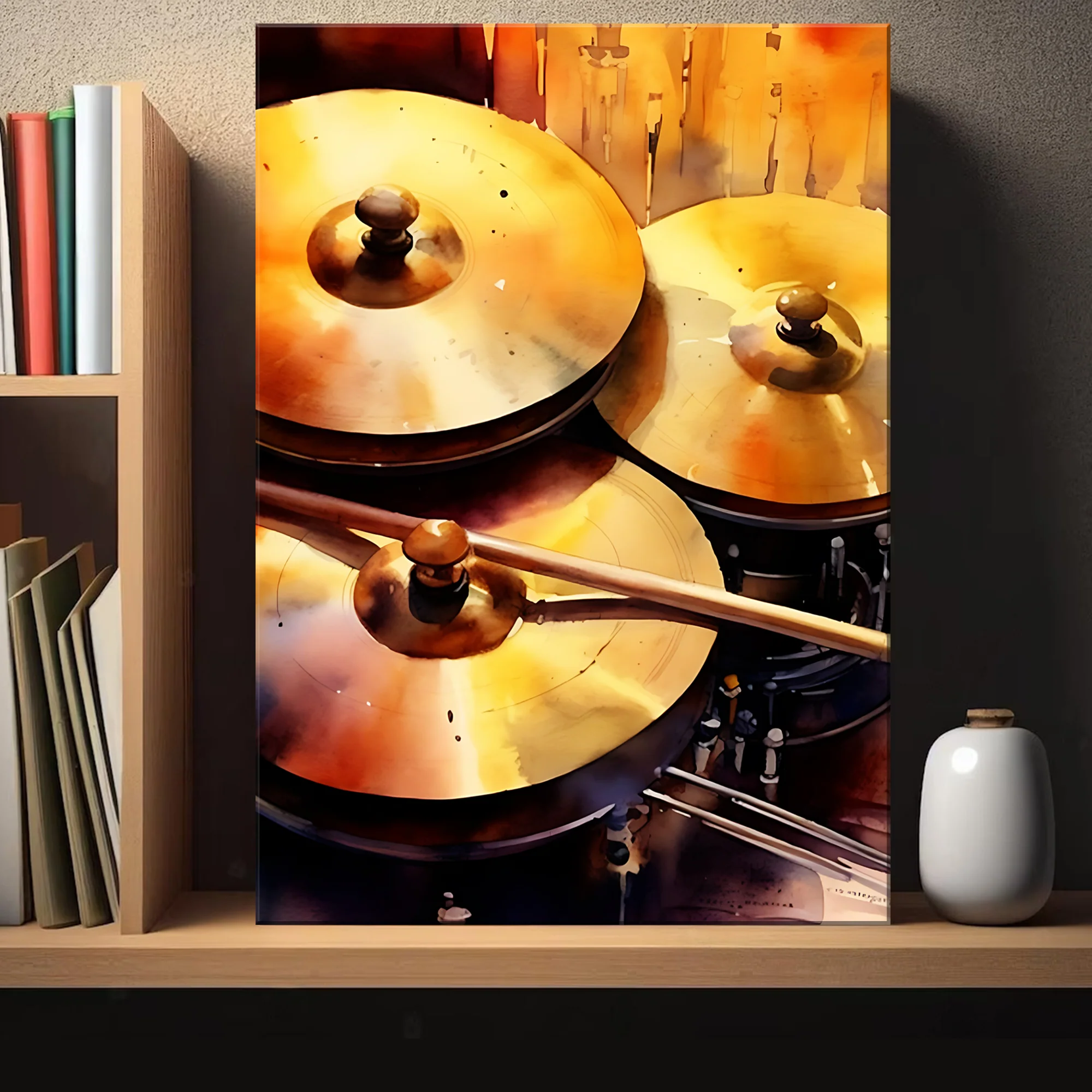 Cymbal Watercolor Canvas Wall Art - Image 3