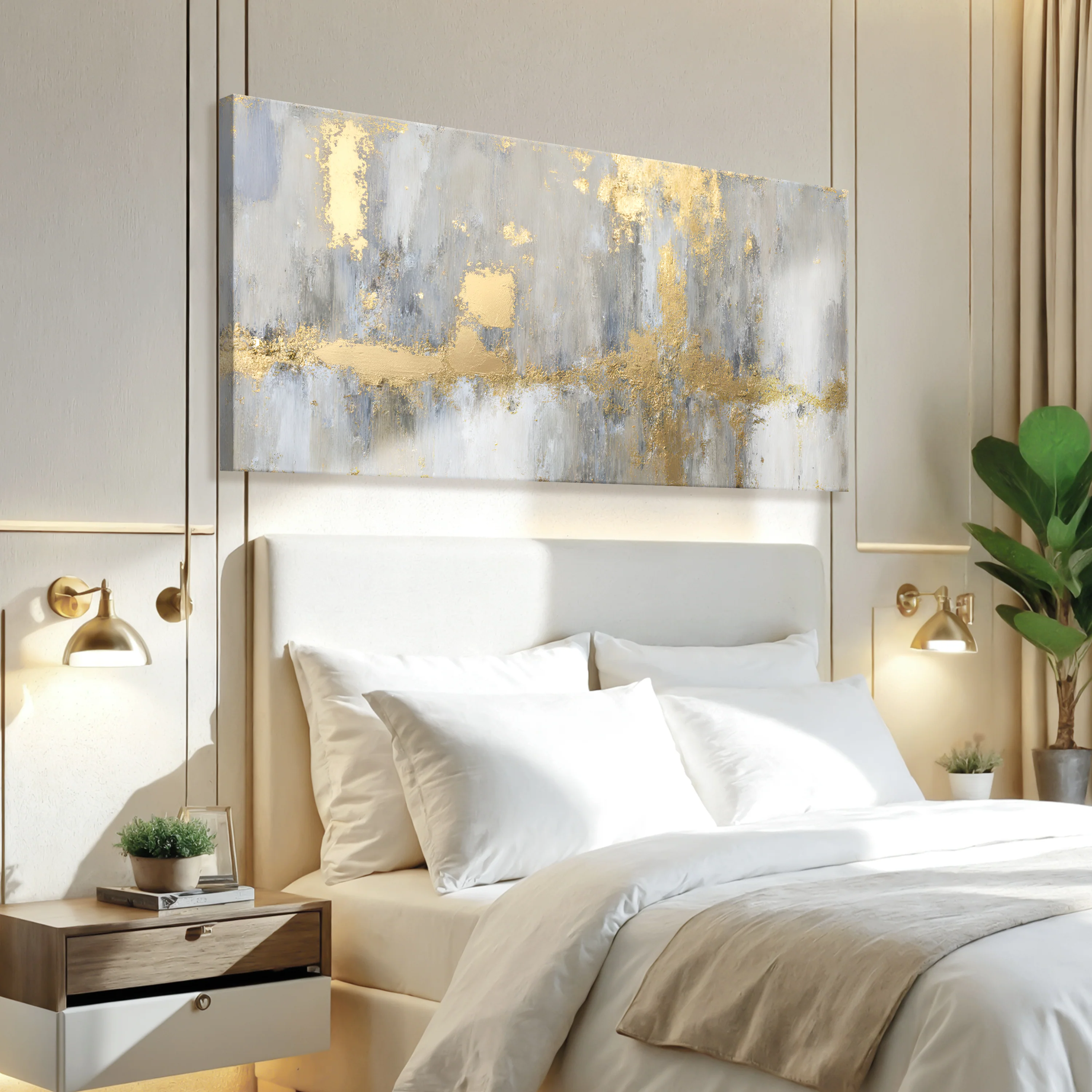 Dazzling Golden Elegance Abstract Wall Art - Image 2