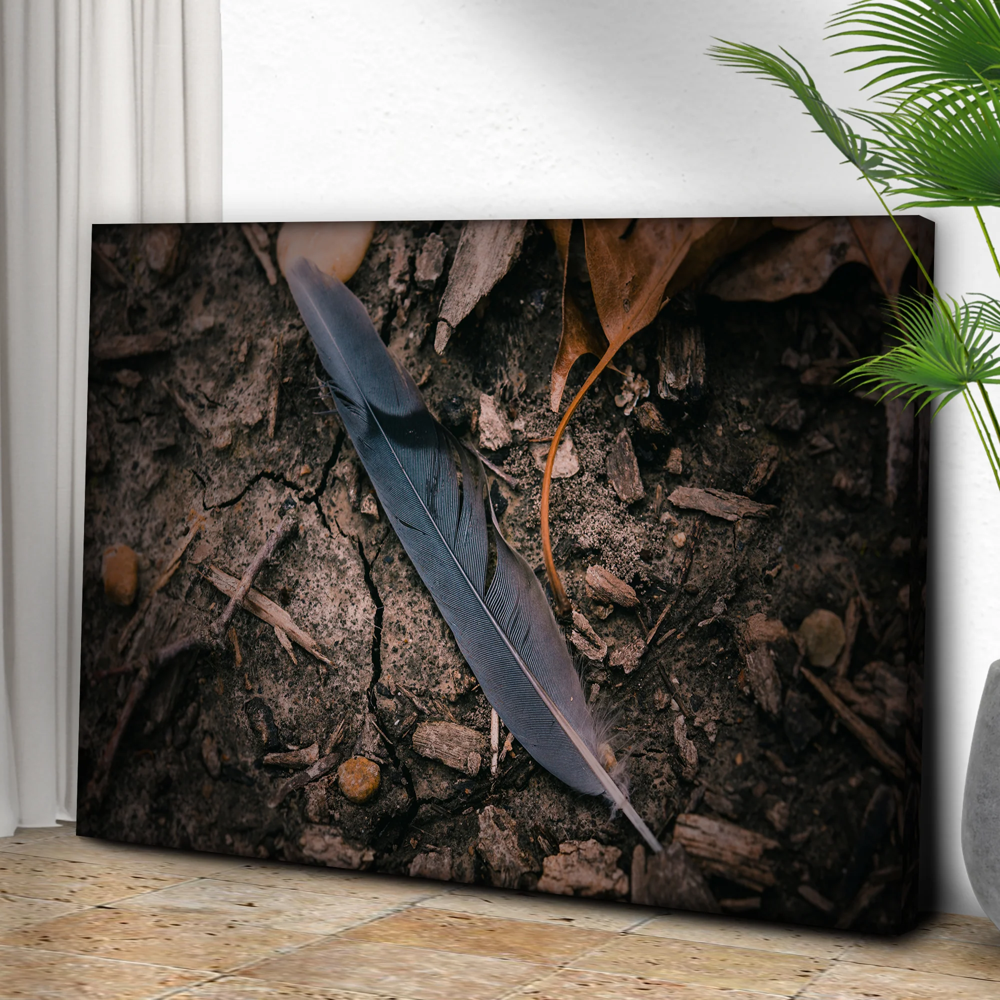Decor Elements Feather Dark Canvas Wall Art - Image 3