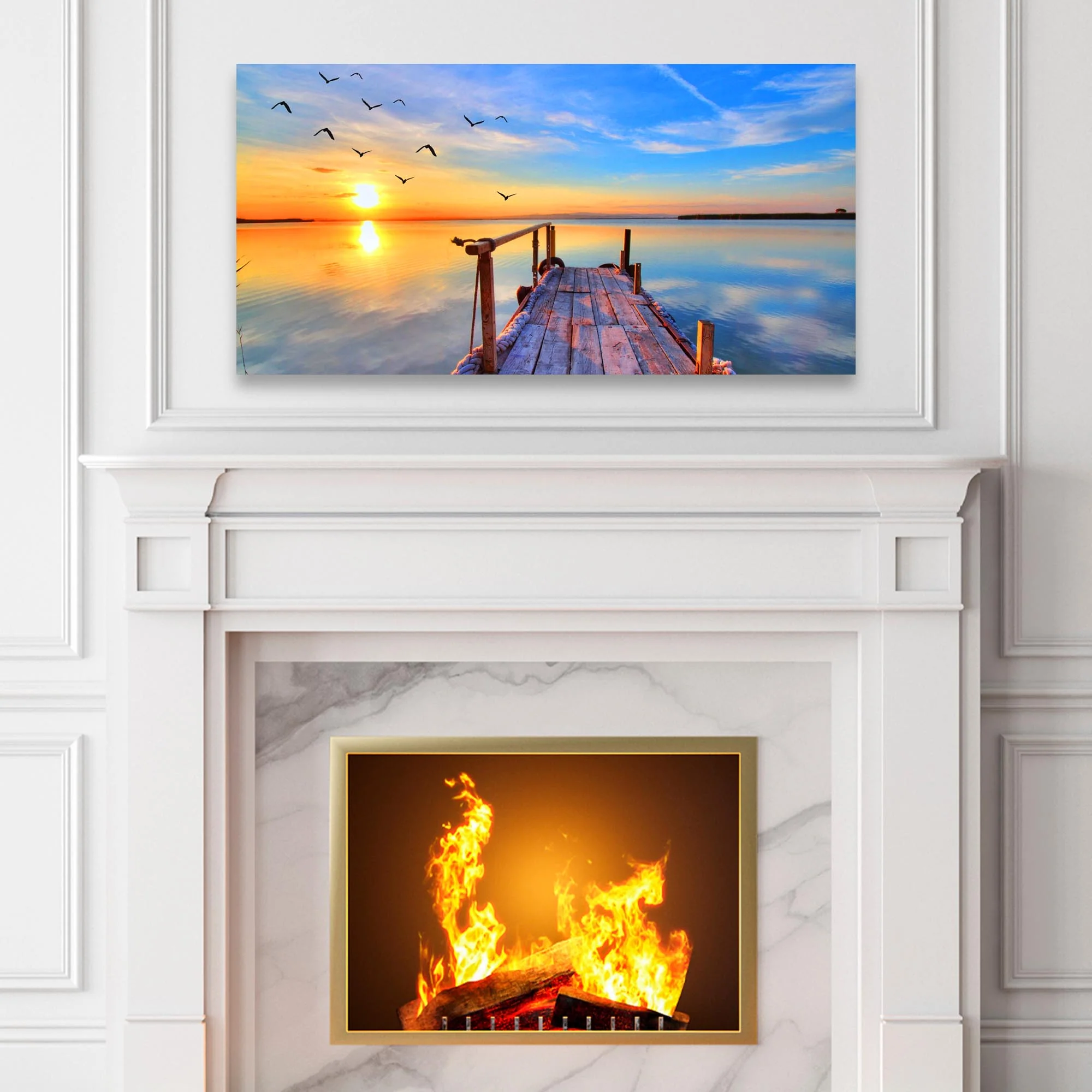 Dock Sunset View Canvas Wall Art - Image 3