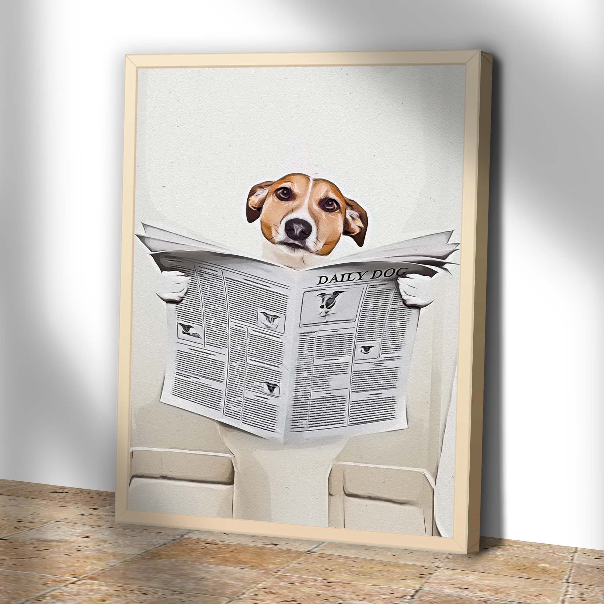 Dog Reading Newspaper Portrait Canvas Wall Art - Image 2